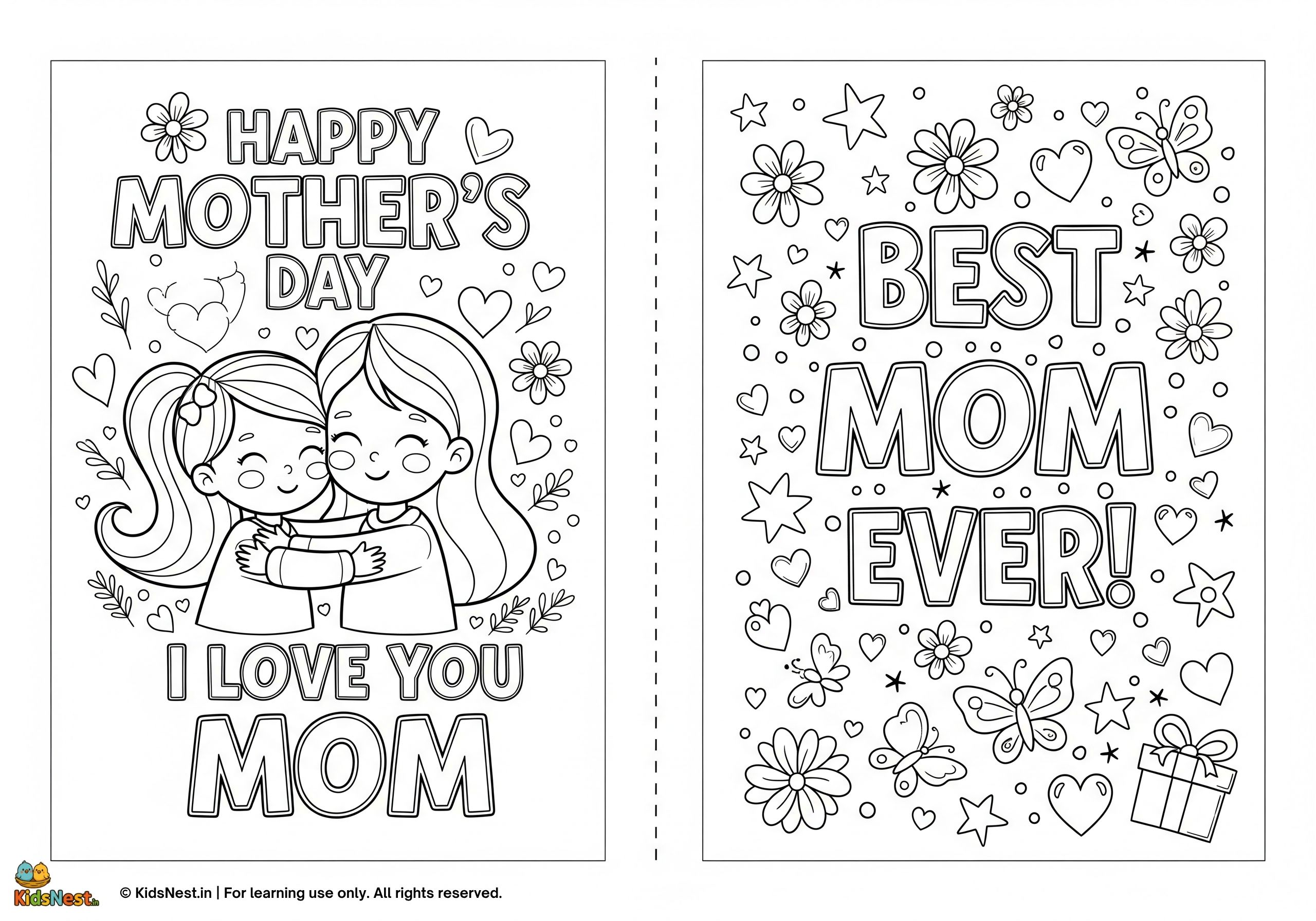 Mother's Day Card Coloring for Kids | Free Printable Activity