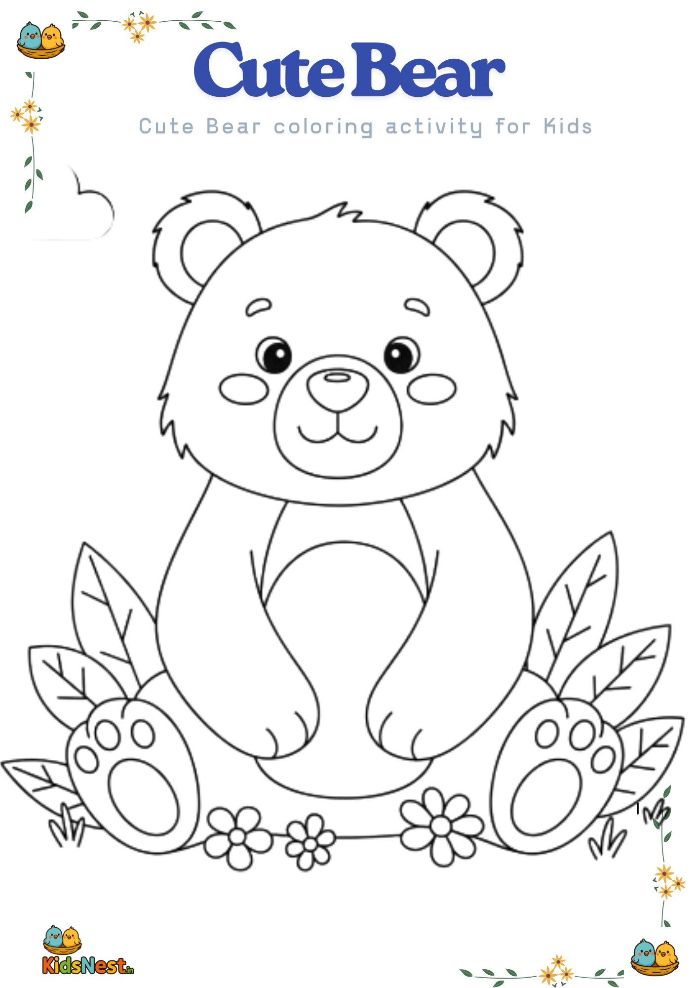 Cute Bear Coloring Page | Free Printable Kids Activity
