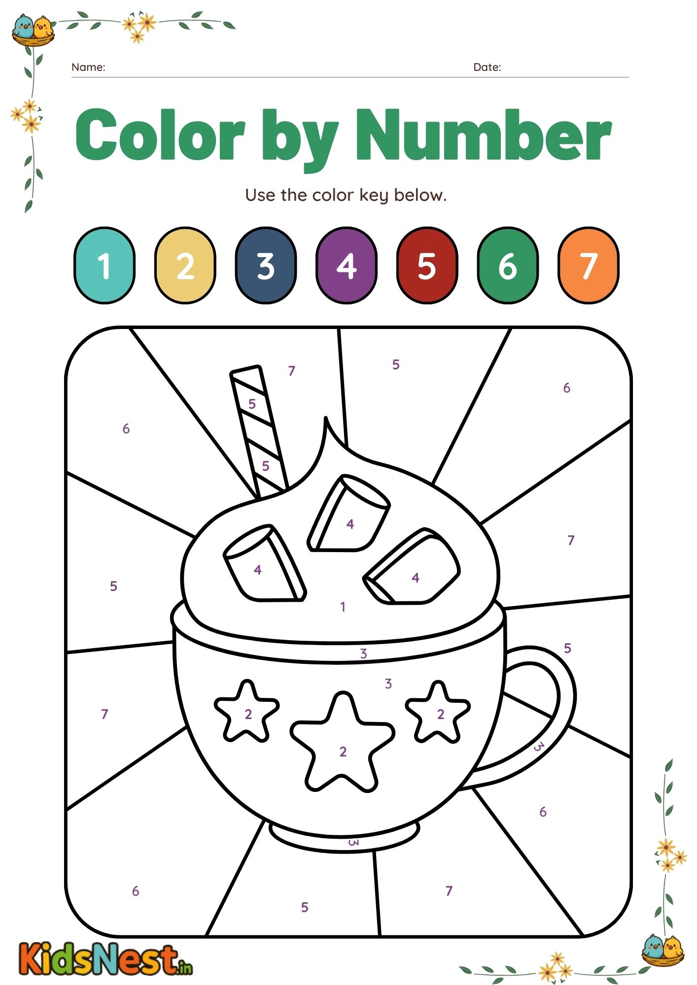 Printable Colour by Number Worksheets for Kids