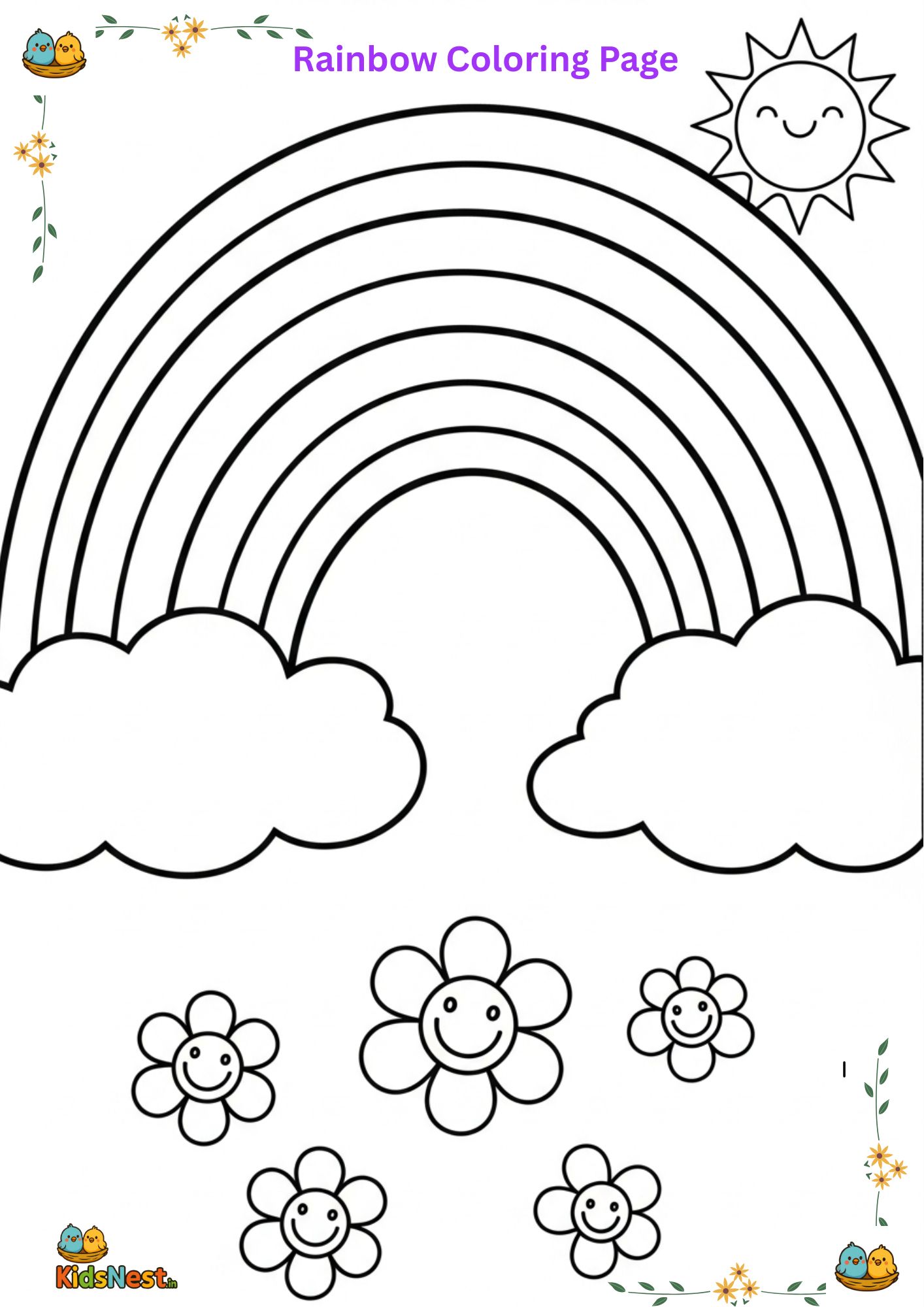 Rainbow Coloring Page - Free Printable Kids Activity