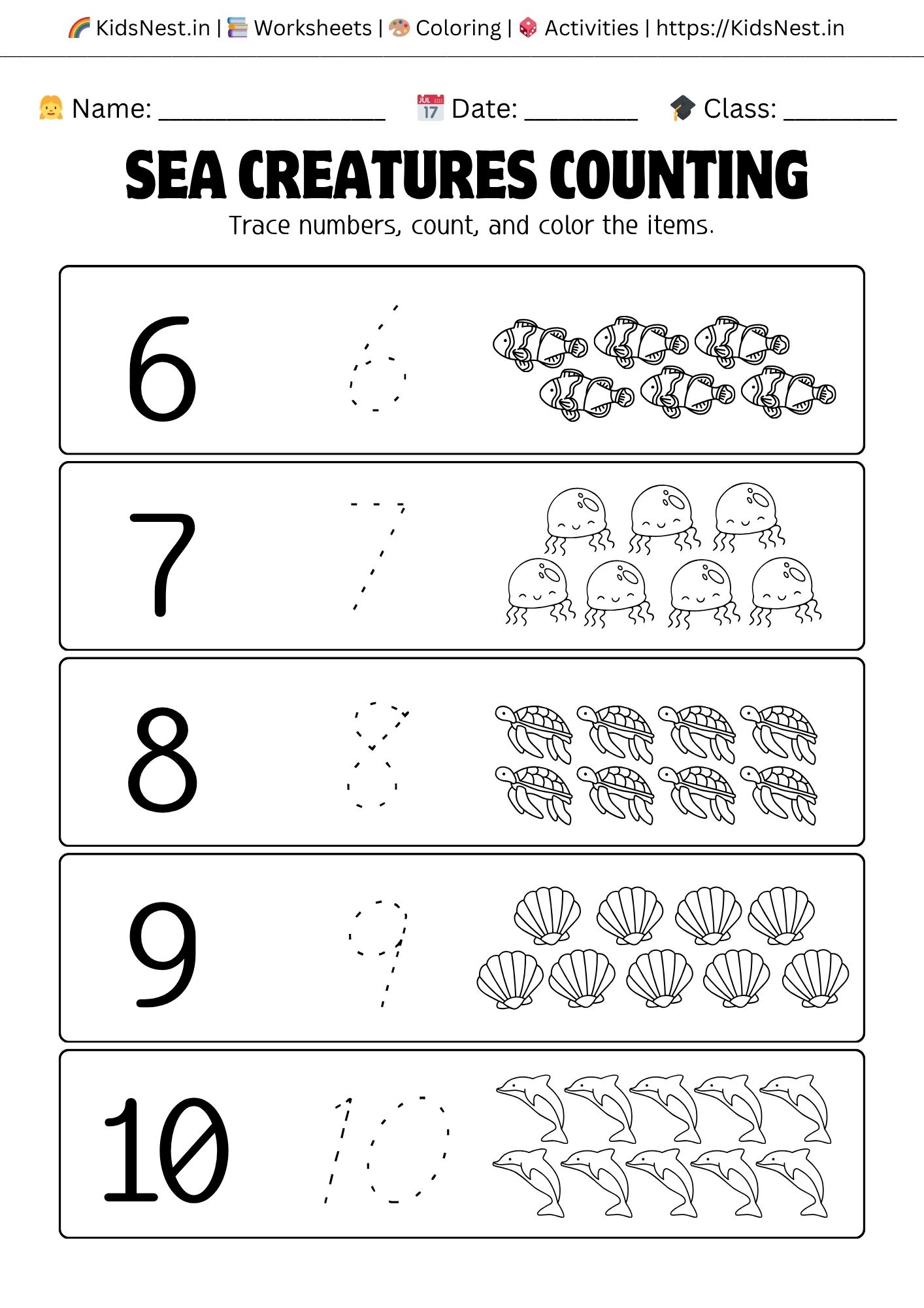 Trace Numbers Count & Color Worksheet | Kids Printable Fun cover