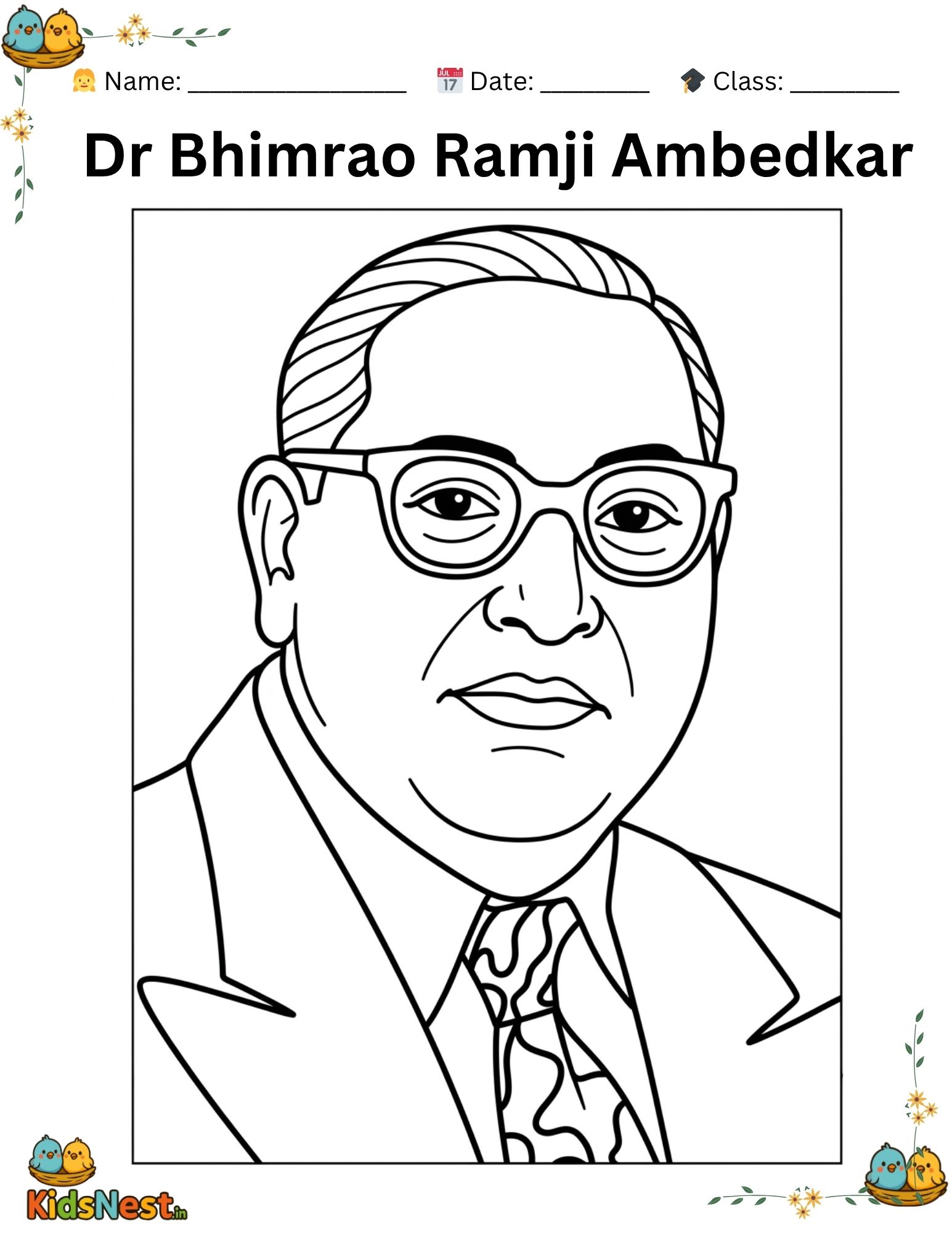 Dr. B.R. Ambedkar Colouring Page | Kids Educational Activity