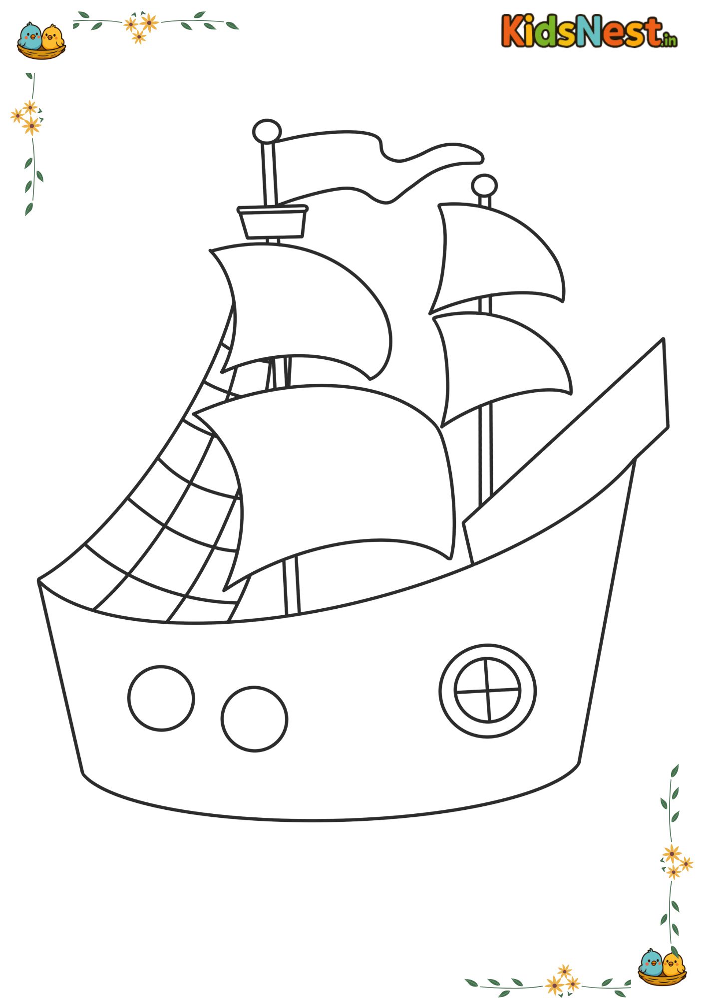 Yacht Coloring Page for Kids - Free Printable Activity