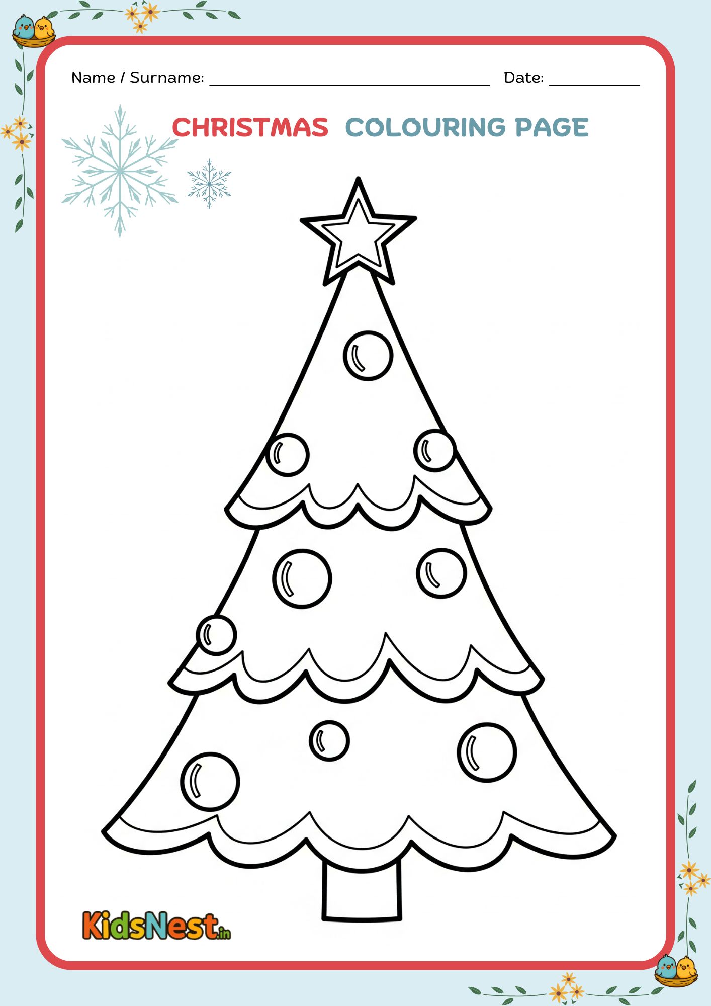 Free Printable Christmas Tree Coloring Page for Kids
