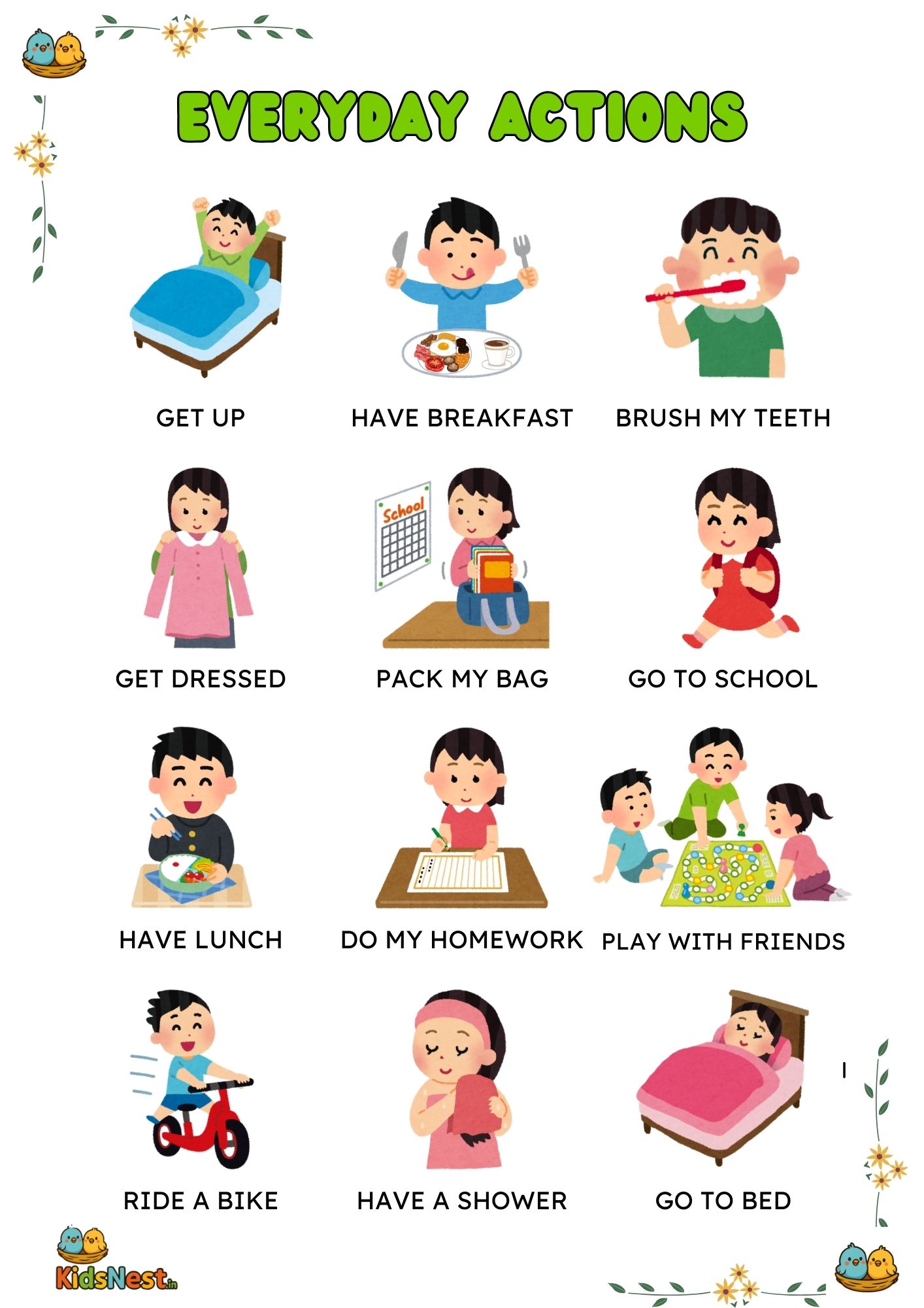 Everyday Actions for Kids: Printable Worksheets & Activities