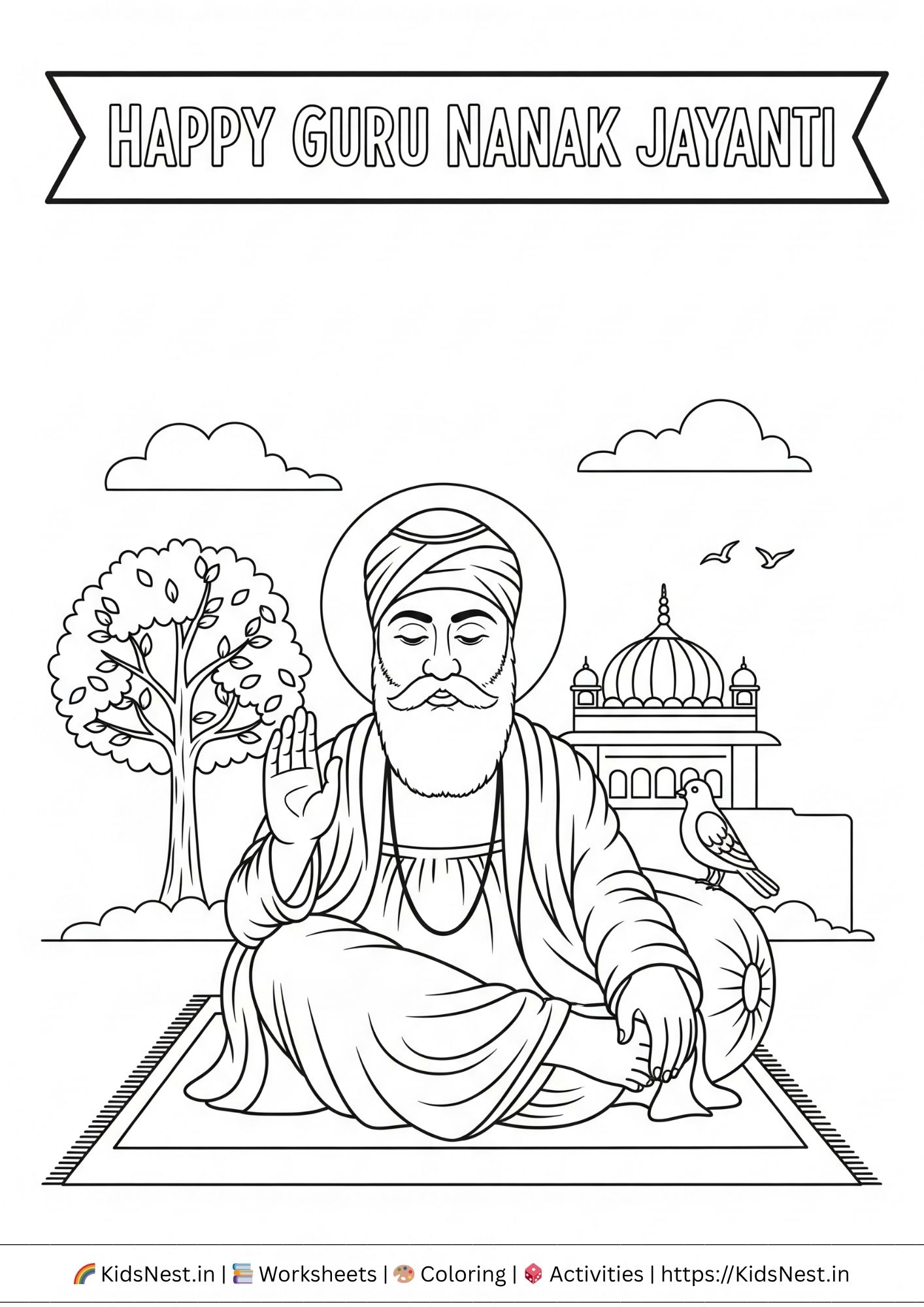 Guru Nayak Jayanti Coloring Page | Free Kids Printable Activity