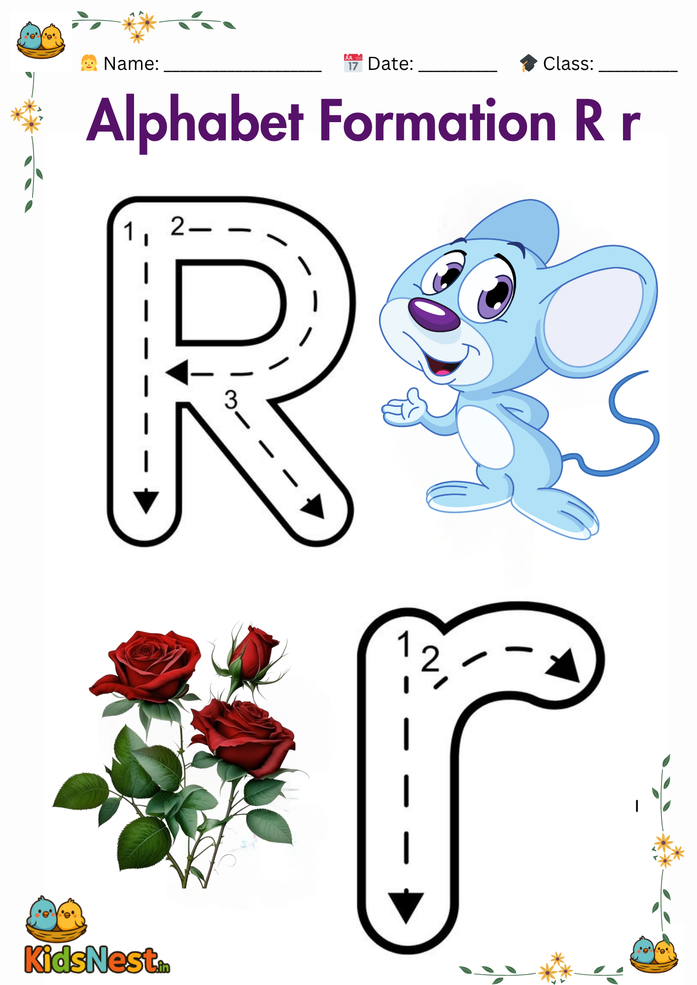 Letter R Formation Worksheet - Printable Kids Activity cover