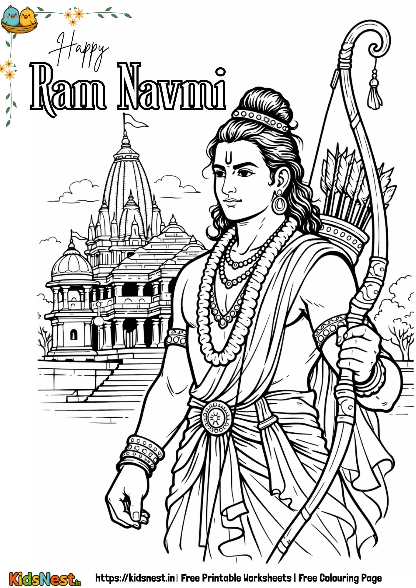 Ram Navmi Colouring Page for Kids | Free Printable Activity