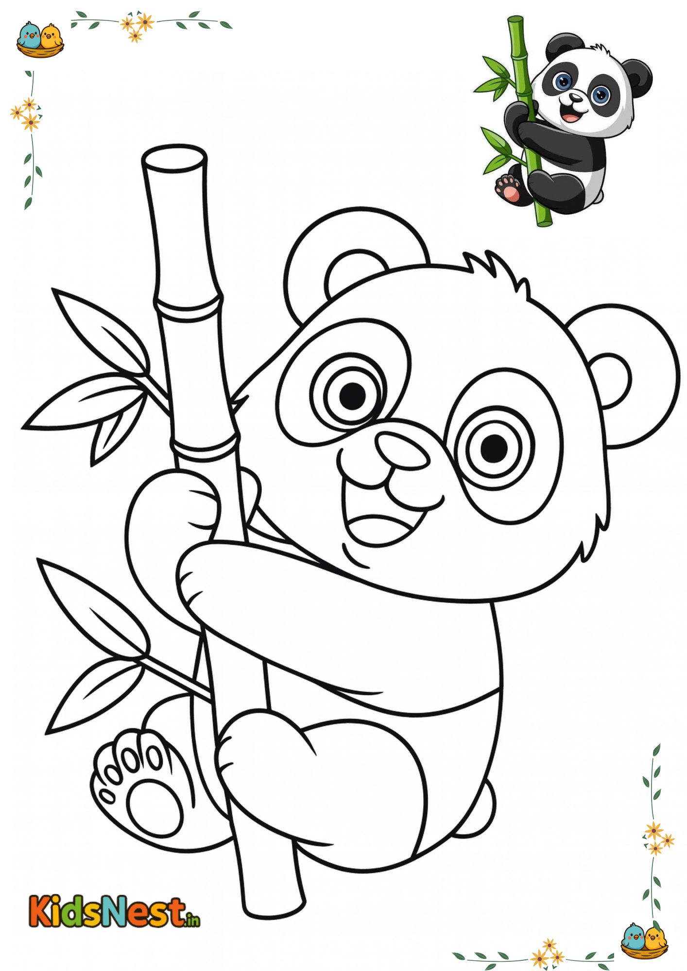 Free Printable Cute Panda Coloring Page for Kids