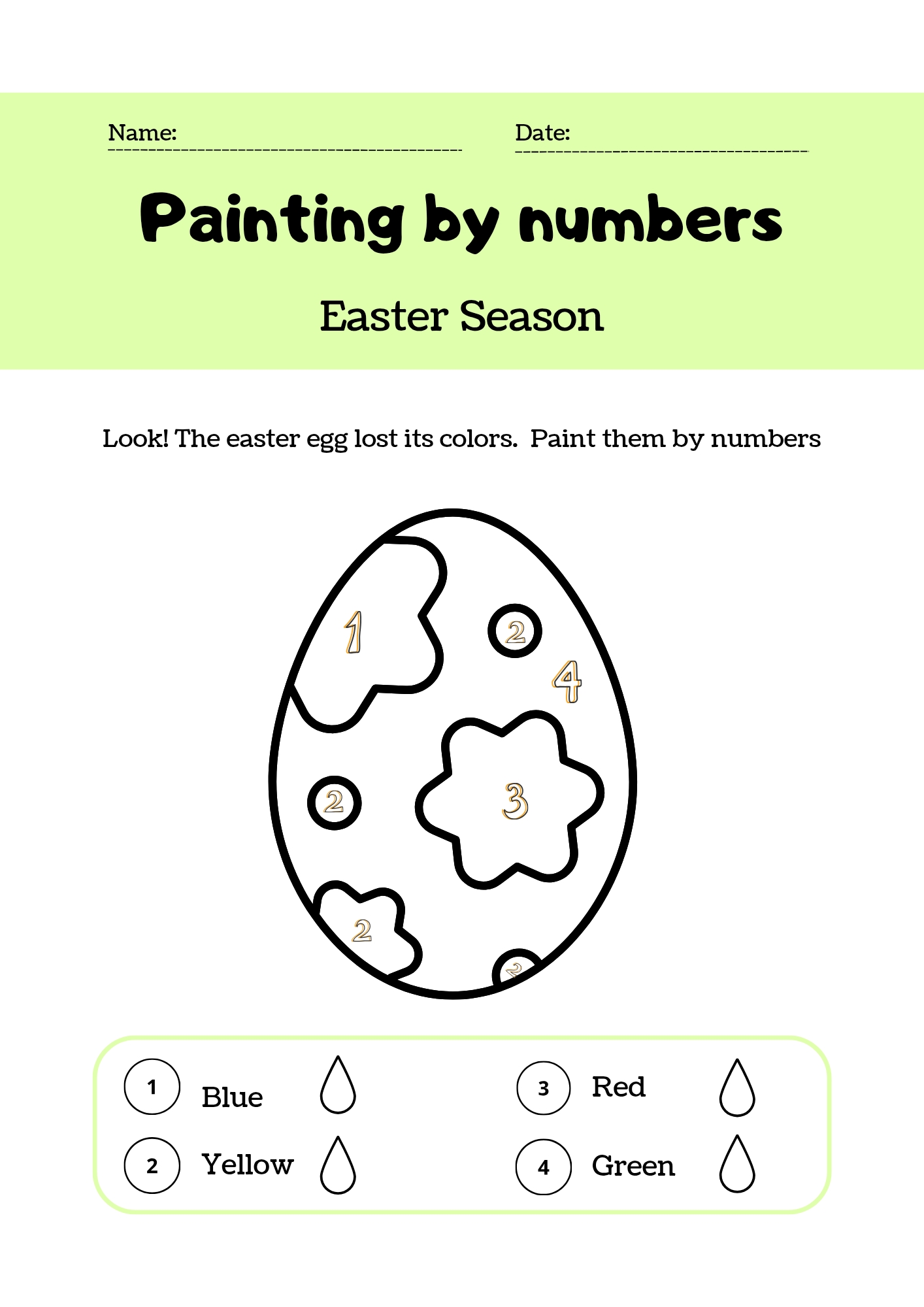Easter Egg Color by Number Worksheet | Printable Kids Activity
