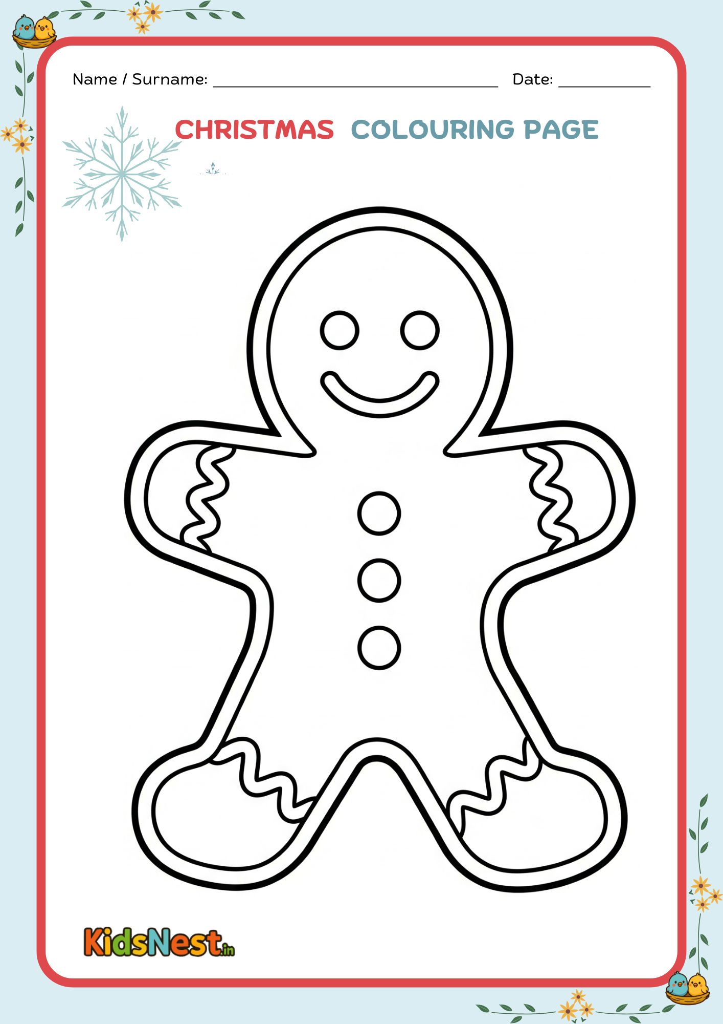 Gingerbread Man Coloring Page | Free Printable for Kids