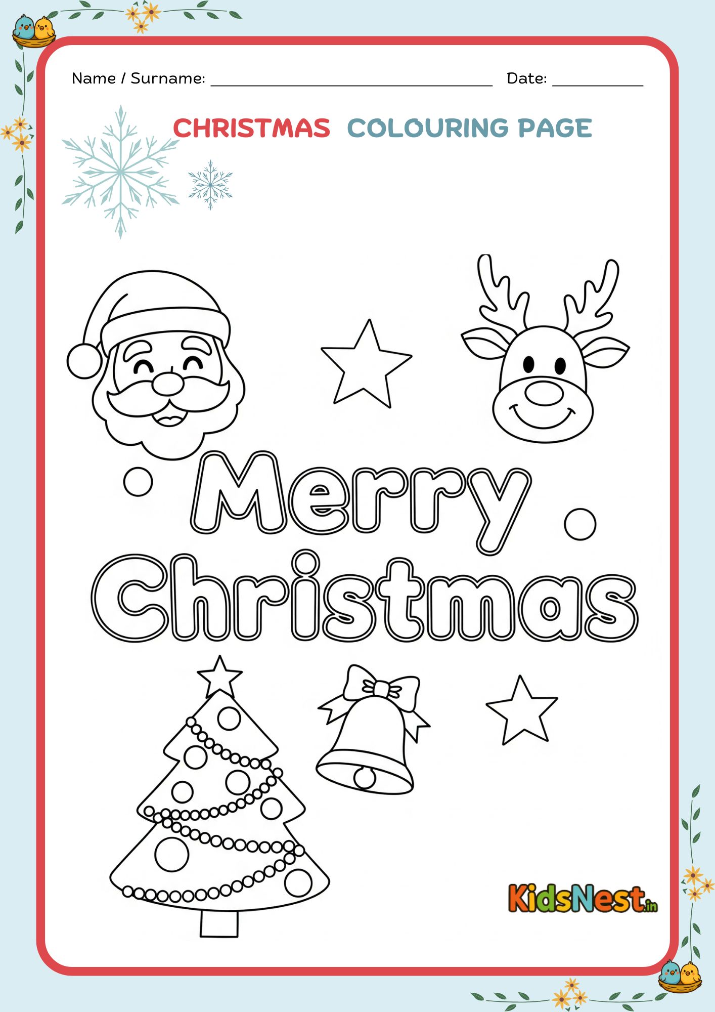 Merry Christmas Colouring Page | Free Printable Kids Activity cover