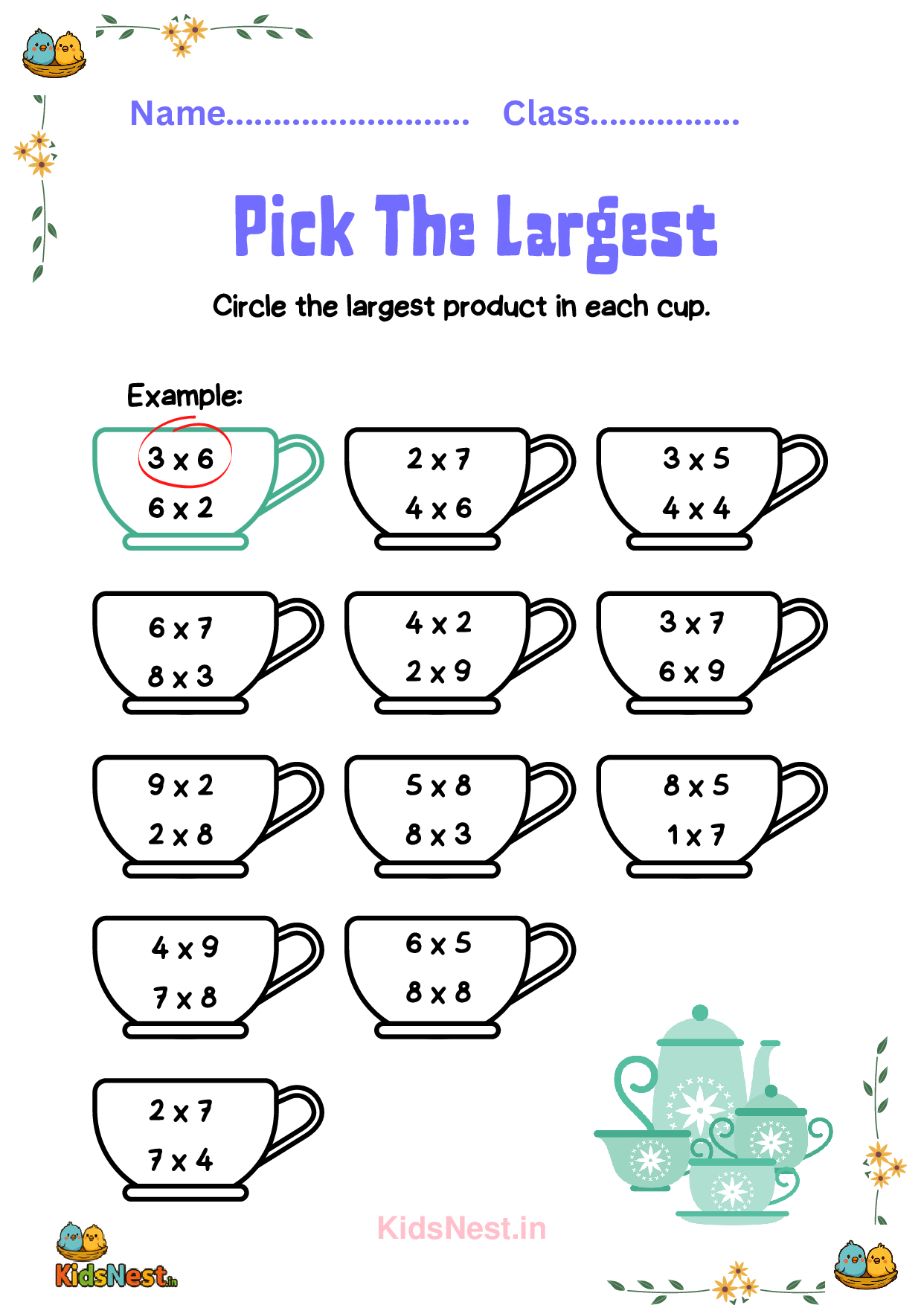 Pick The Largest Worksheet for Kids - Printable Math Activity cover