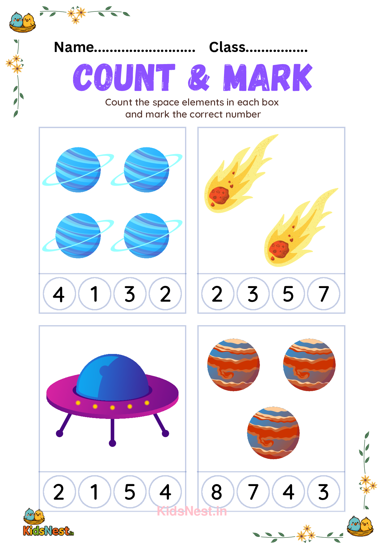 Kids Count & Mark Printable Activity | Math Worksheet