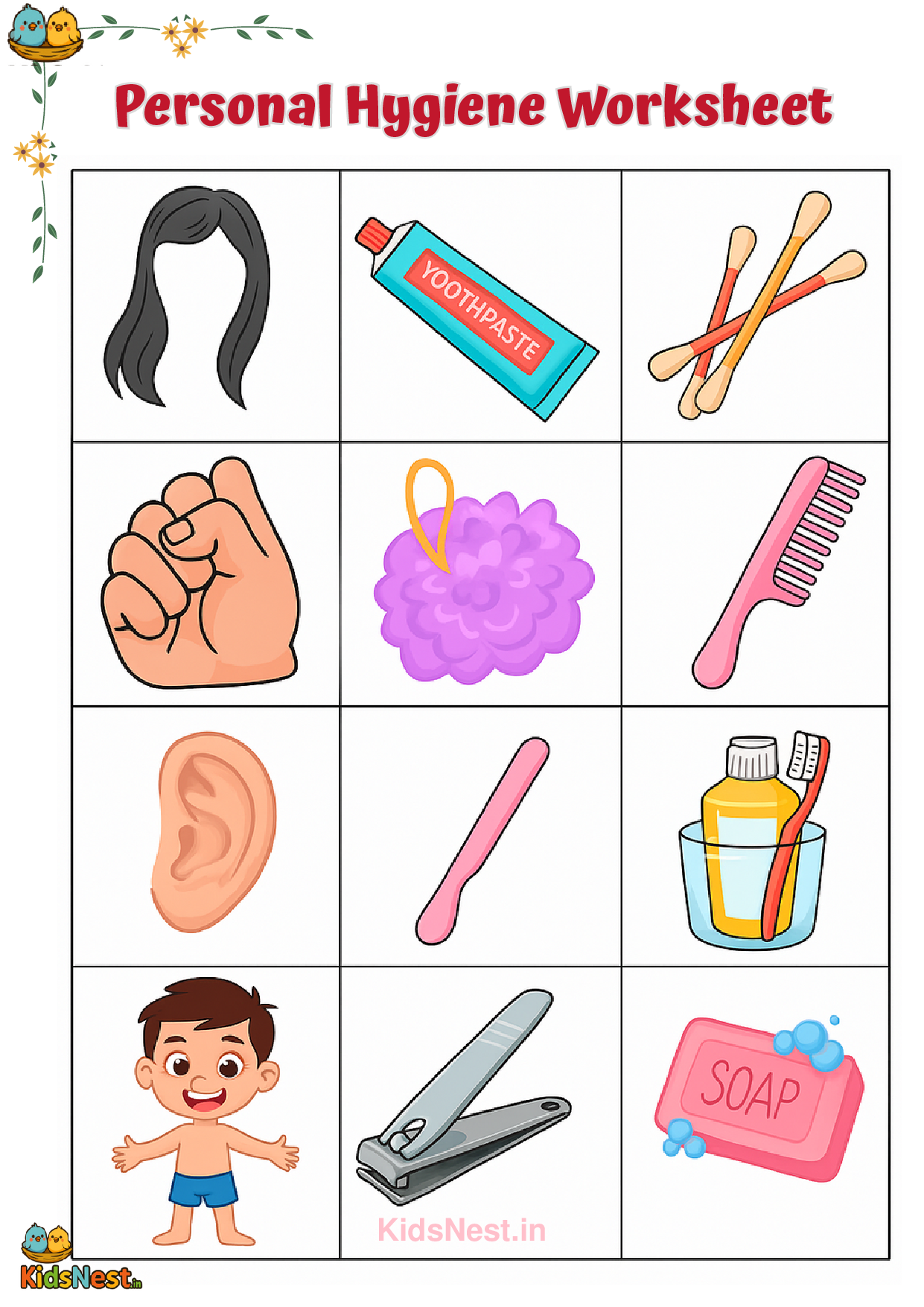 Personal Hygiene Worksheet for Kids | Printable Activity