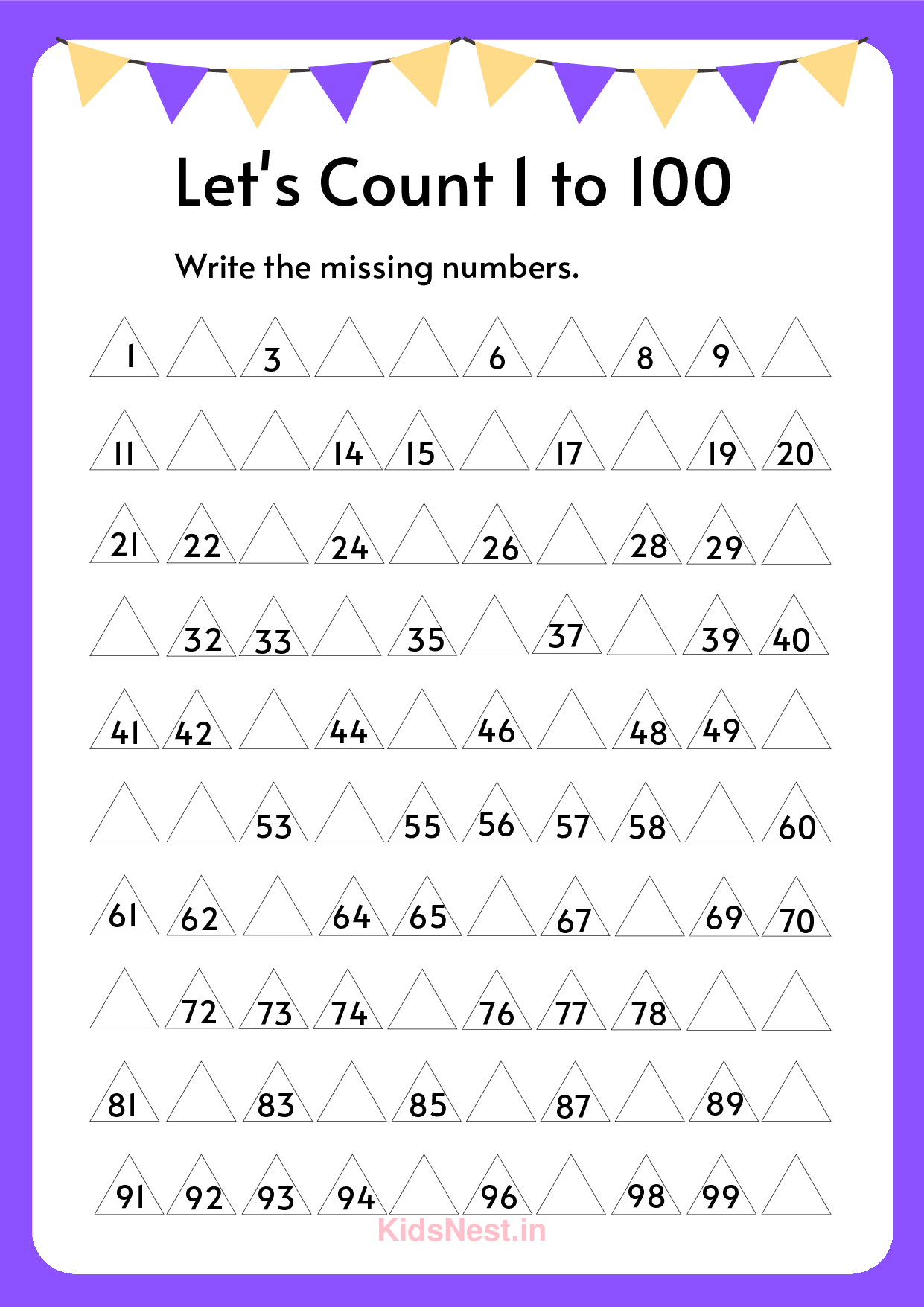 Kids Counting 1-100 Worksheets & Printables cover