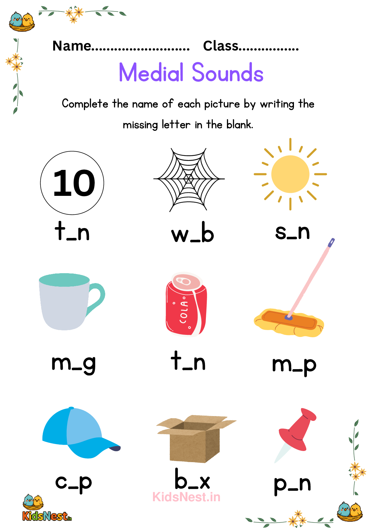 Medial Sounds Activity: Printable Phonics for Kids