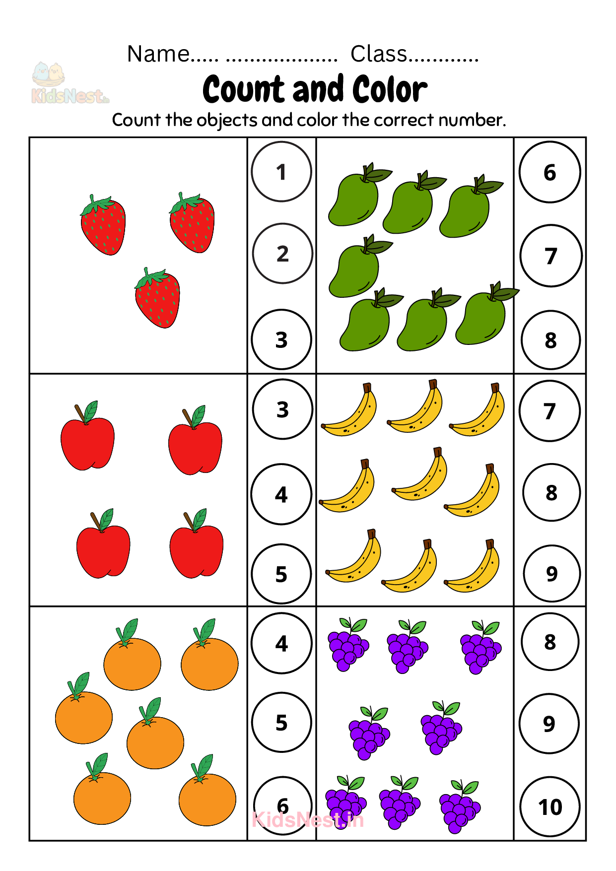 Count & Colour: Printable Kids Counting & Coloring Worksheet