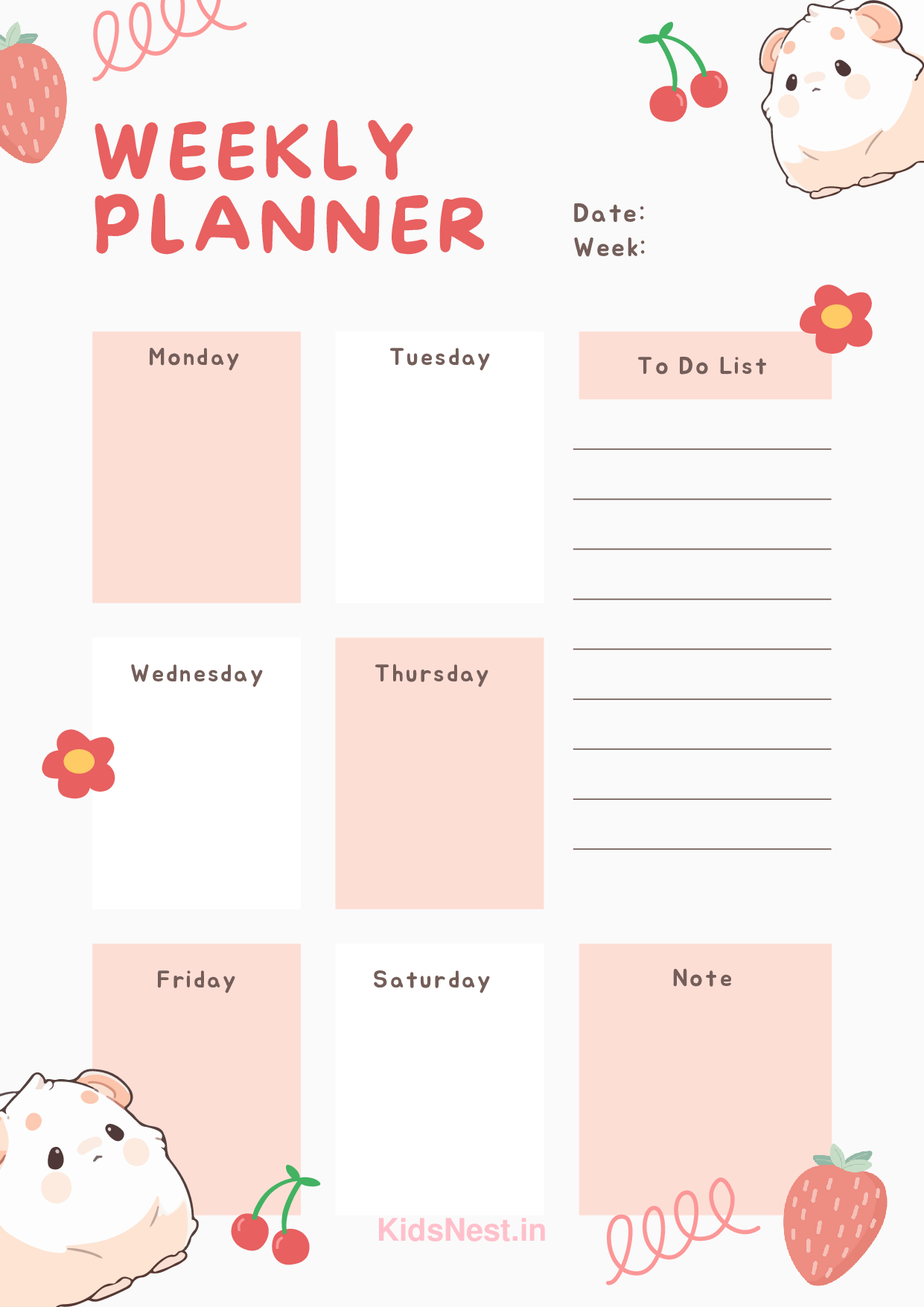 Kids Weekly Planner | Printable Educational Activities