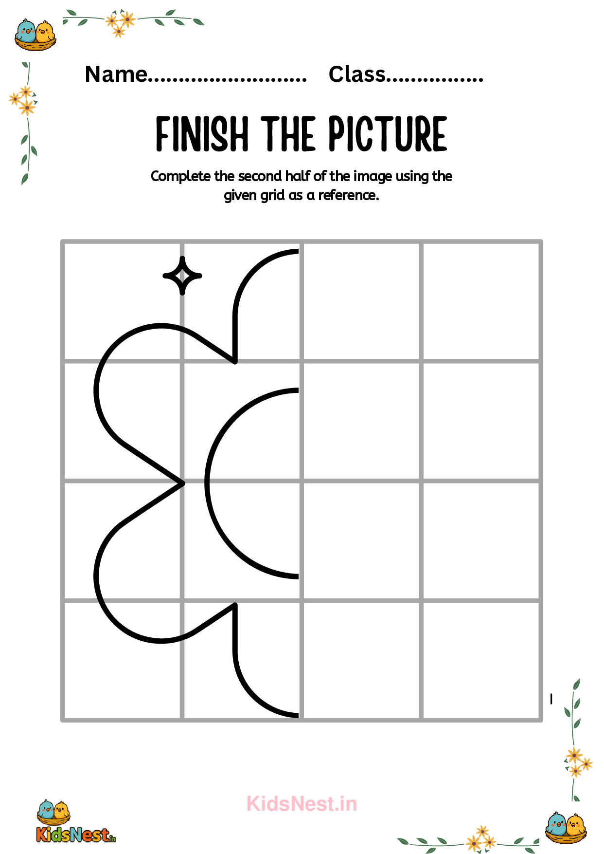 Grid Drawing Challenge for Kids | Printable Art Activity