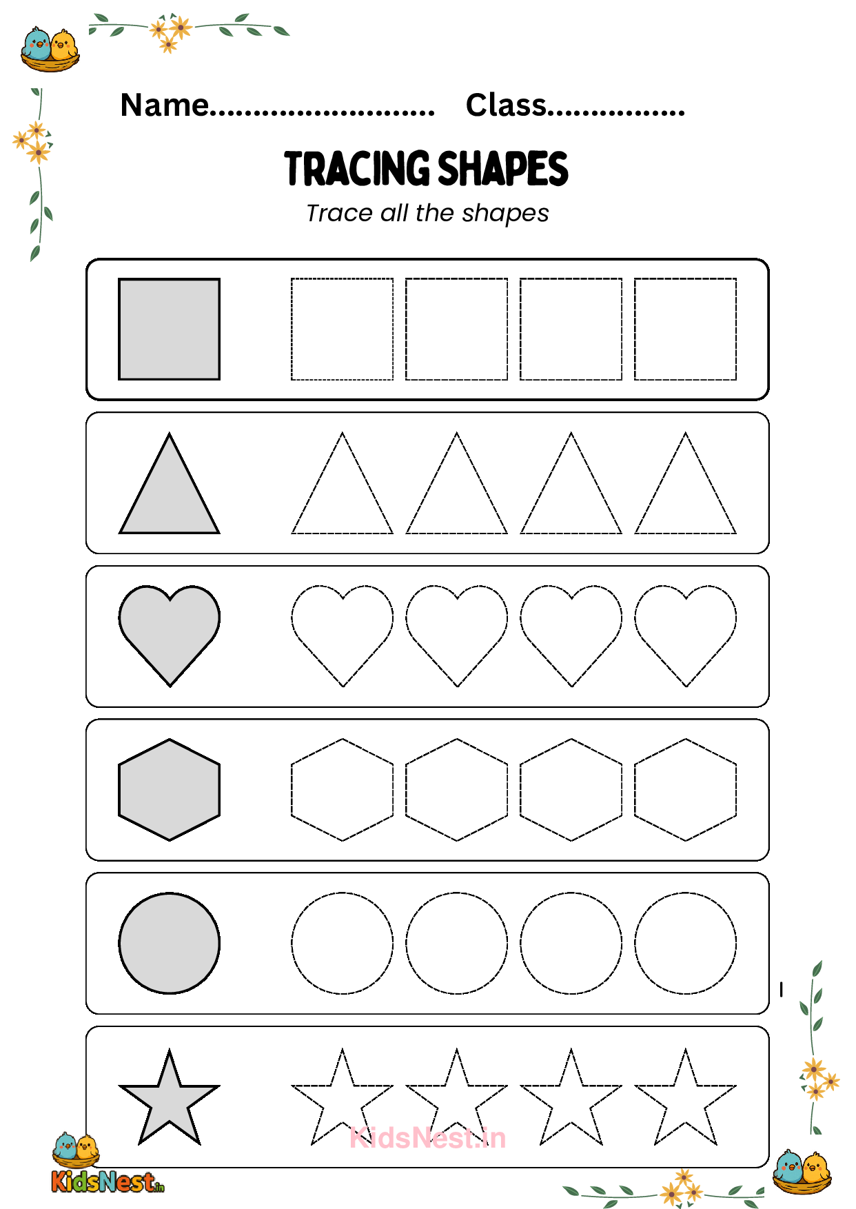 Printable Shape Tracing Worksheets for Kids | Early Learning