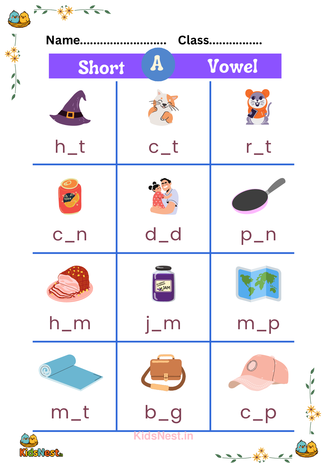 Printable Vowel Worksheet for Kids | Learn ABC Sounds
