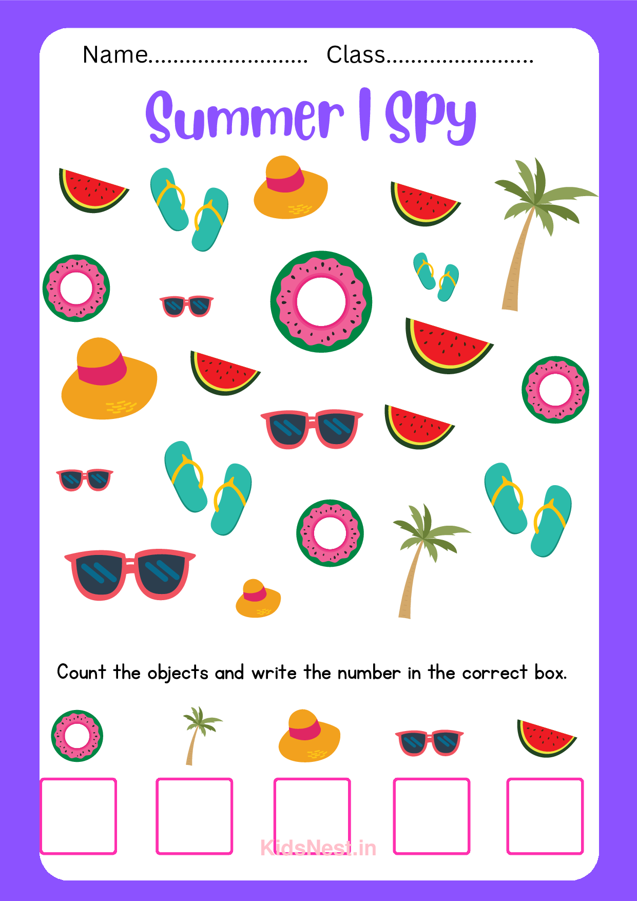 Summer I Spy Worksheet | Printable Kids Activity