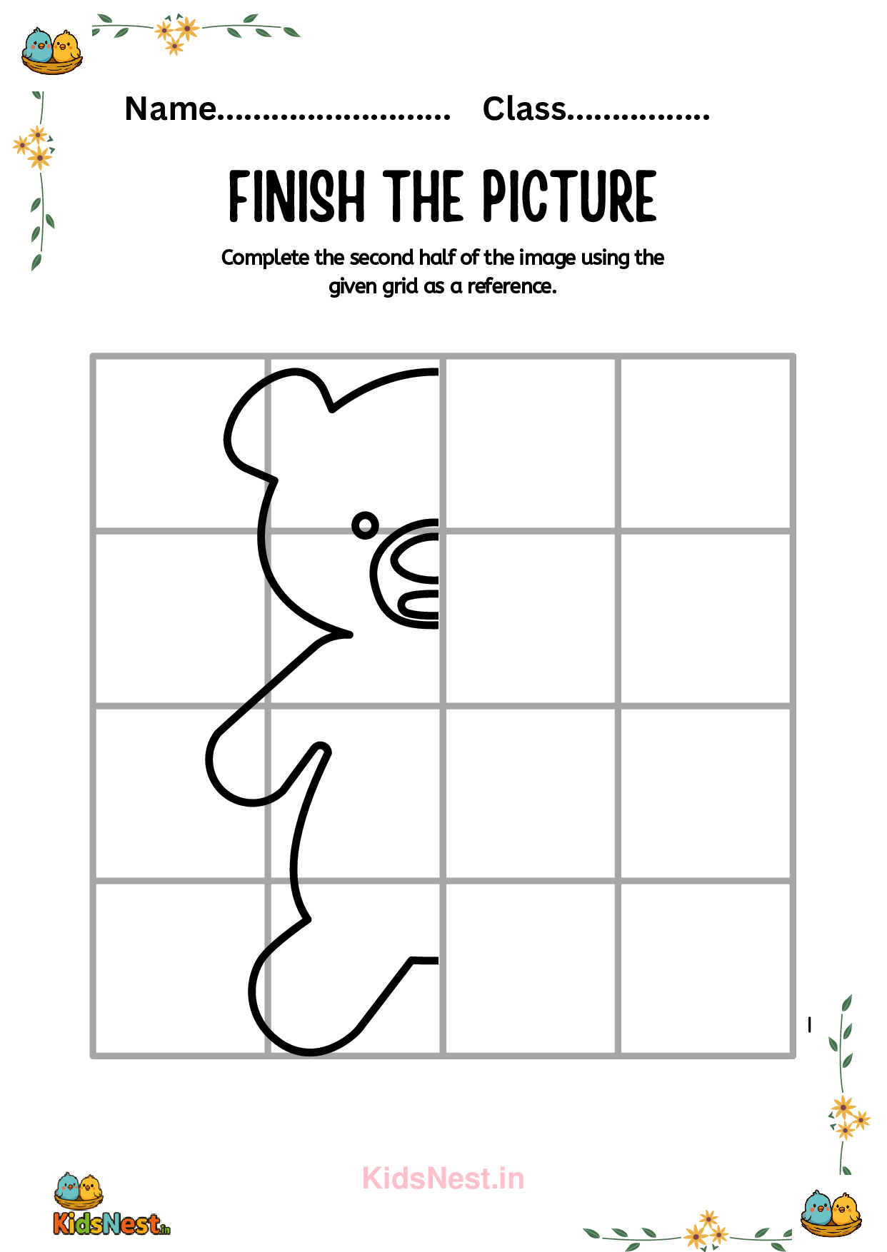 Kids Grid Drawing Challenge: Printable Art Activity & Worksheet