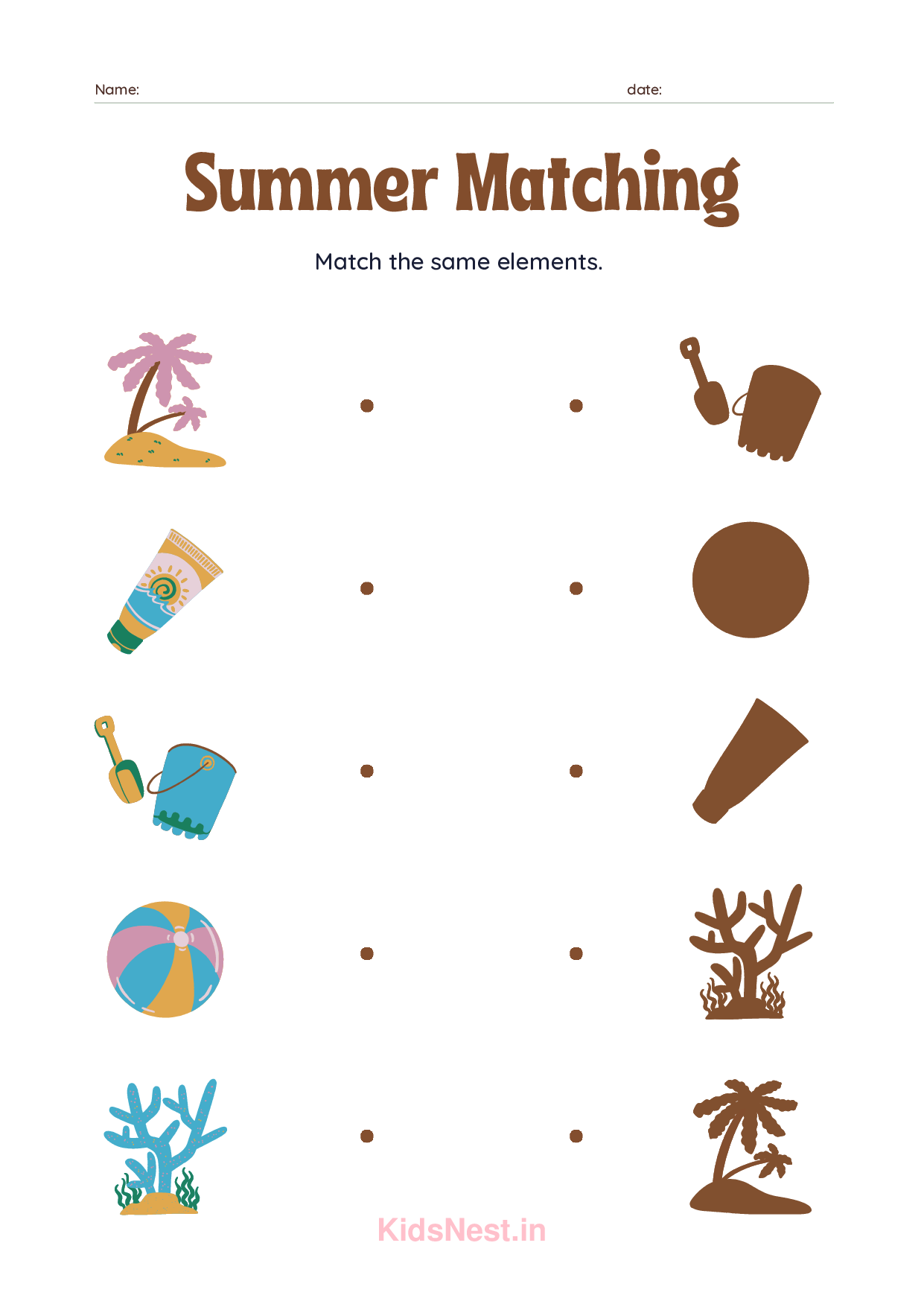 Summer Matching Activity for Kids | Free Printable