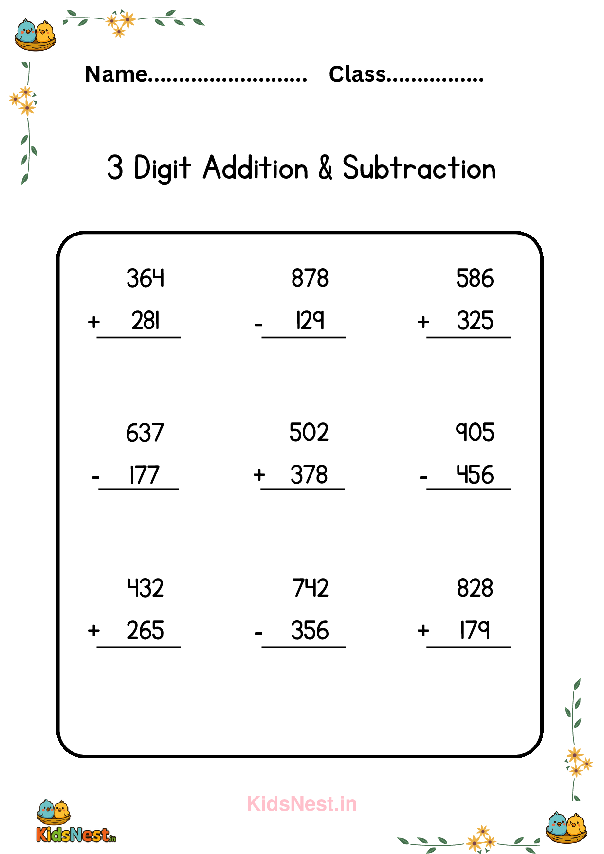 Learn 3-Digit Addition & Subtraction | Printable Worksheets cover