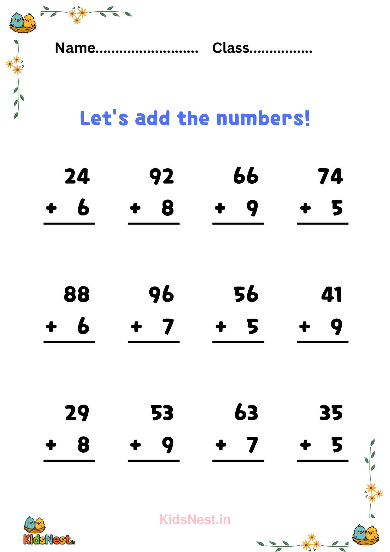 Printable Addition Worksheets for Kids - Free Practice cover