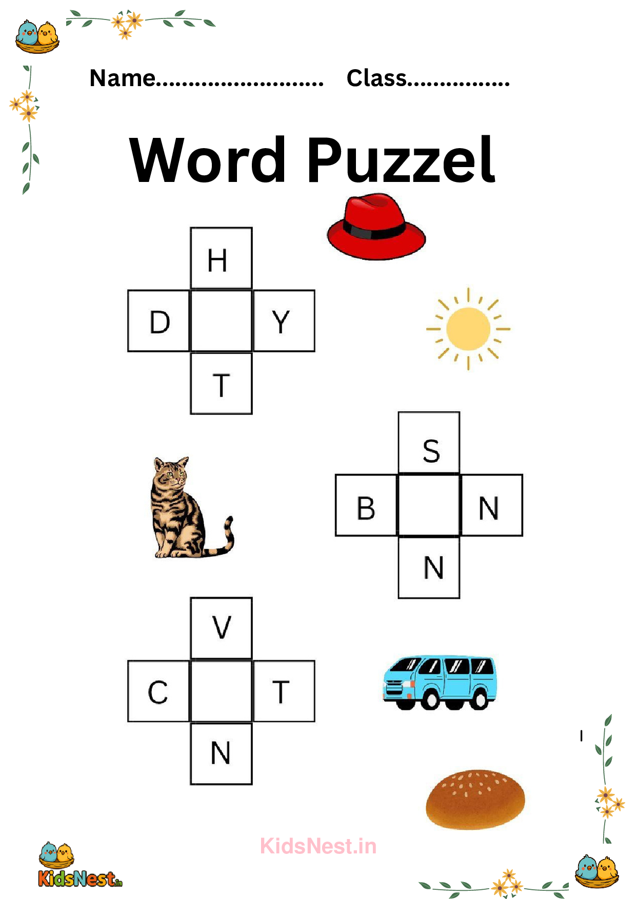 Printable Word Puzzles for Kids - Educational Activities