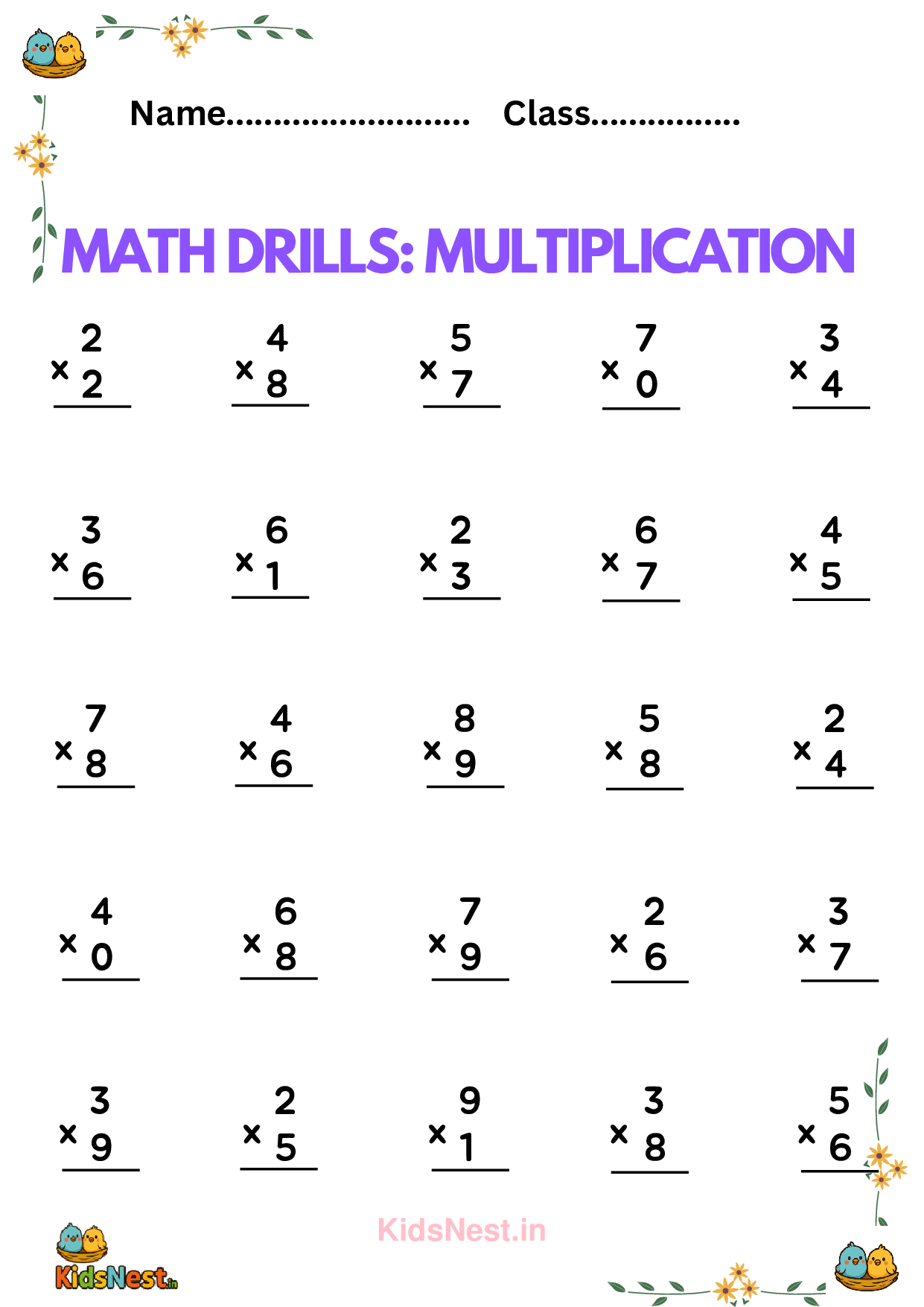Kids Multiplication Worksheets | Printable Math Activities cover