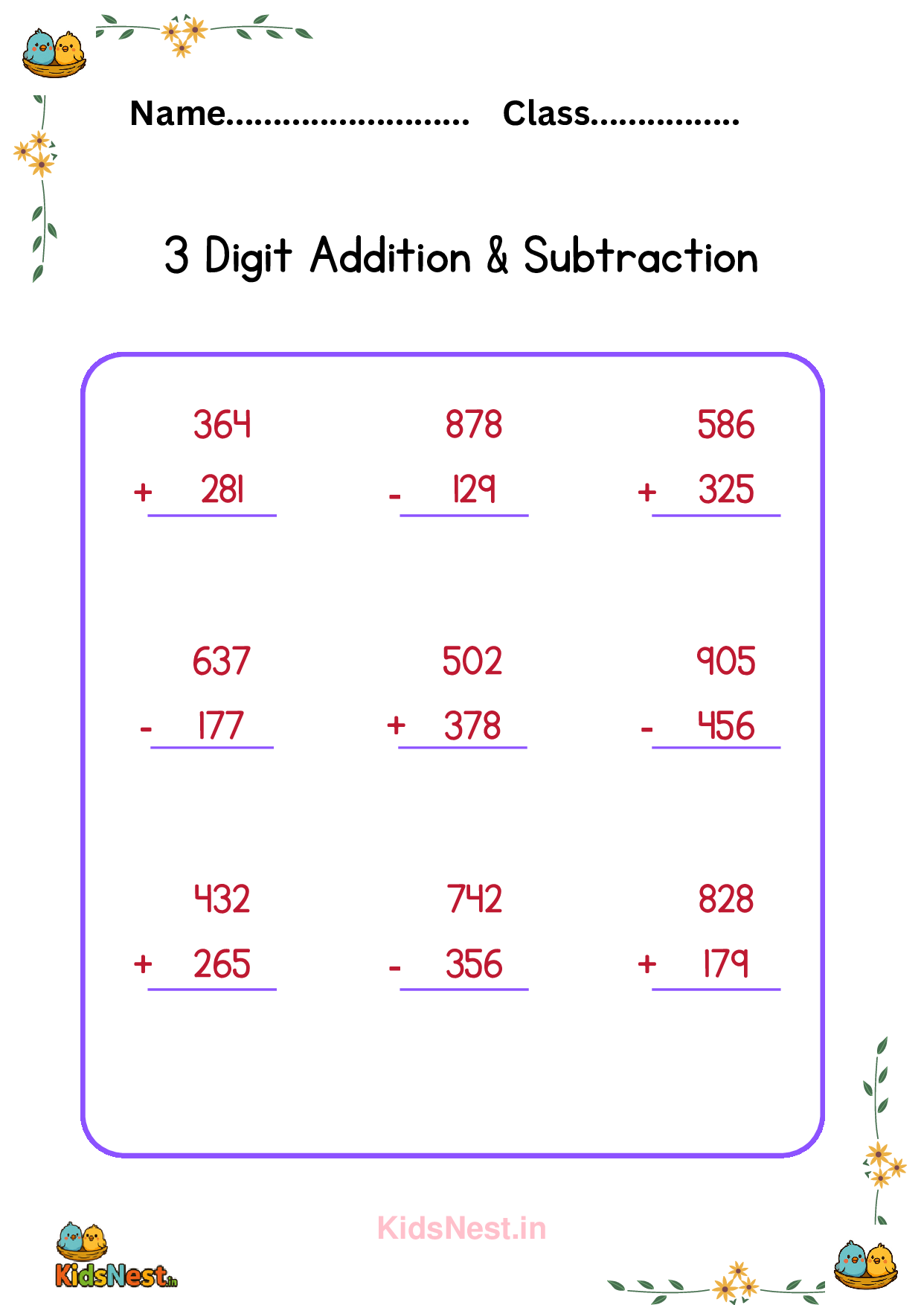 Printable 3-Digit Math Worksheets & Activities for Kids