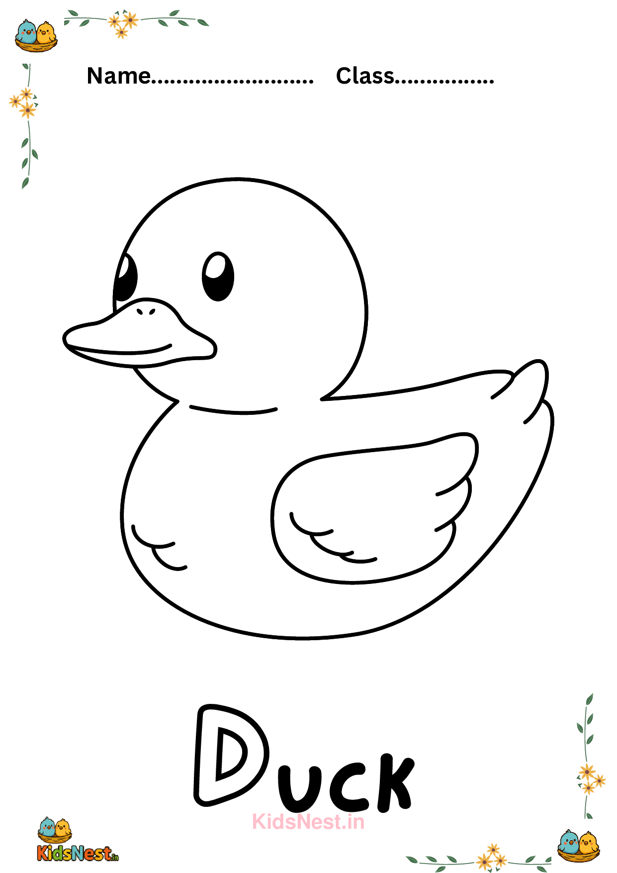 Printable Duck Coloring Page for Kids | Fun Activity