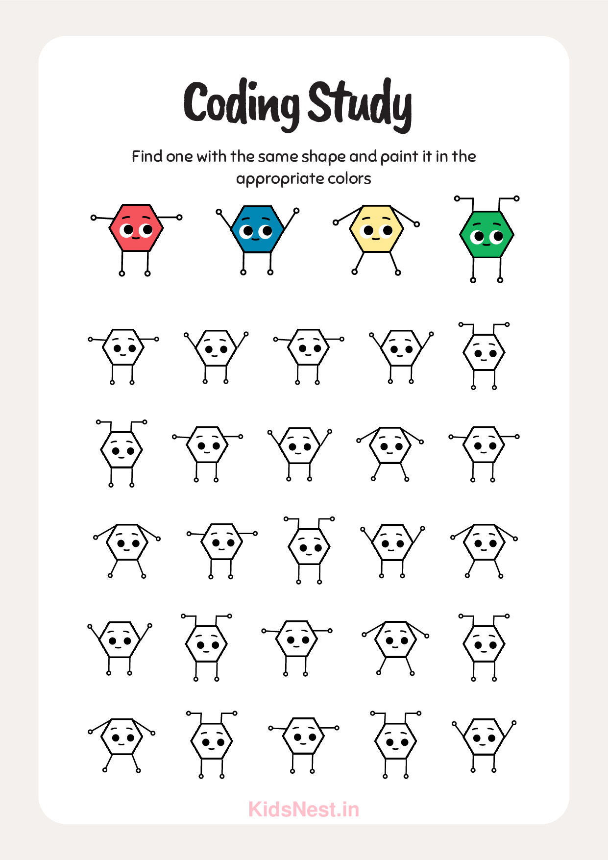 Printable Same Shape & Paint Activity | Kids Worksheets