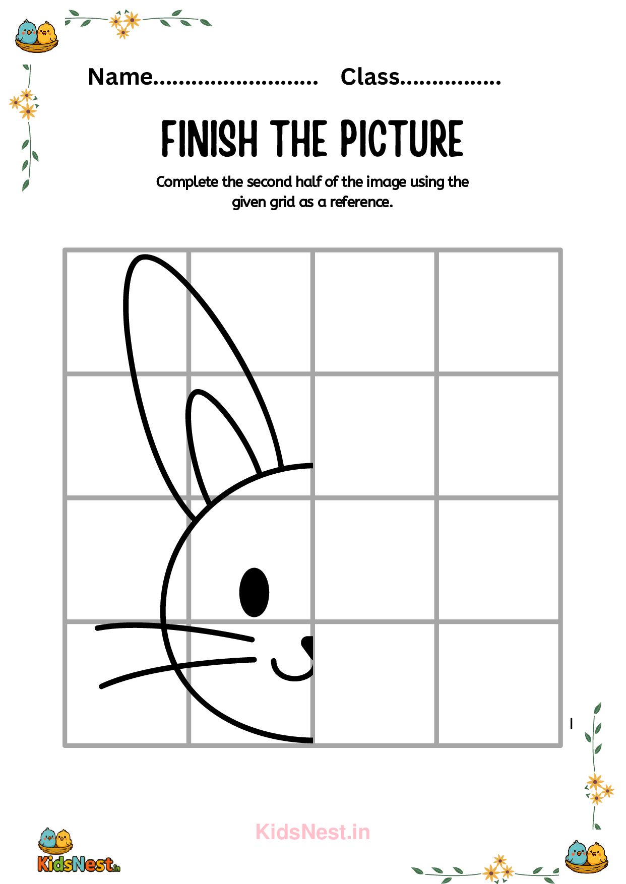 Grid Mirror Drawing Activity | Printable Art Worksheet for Kids