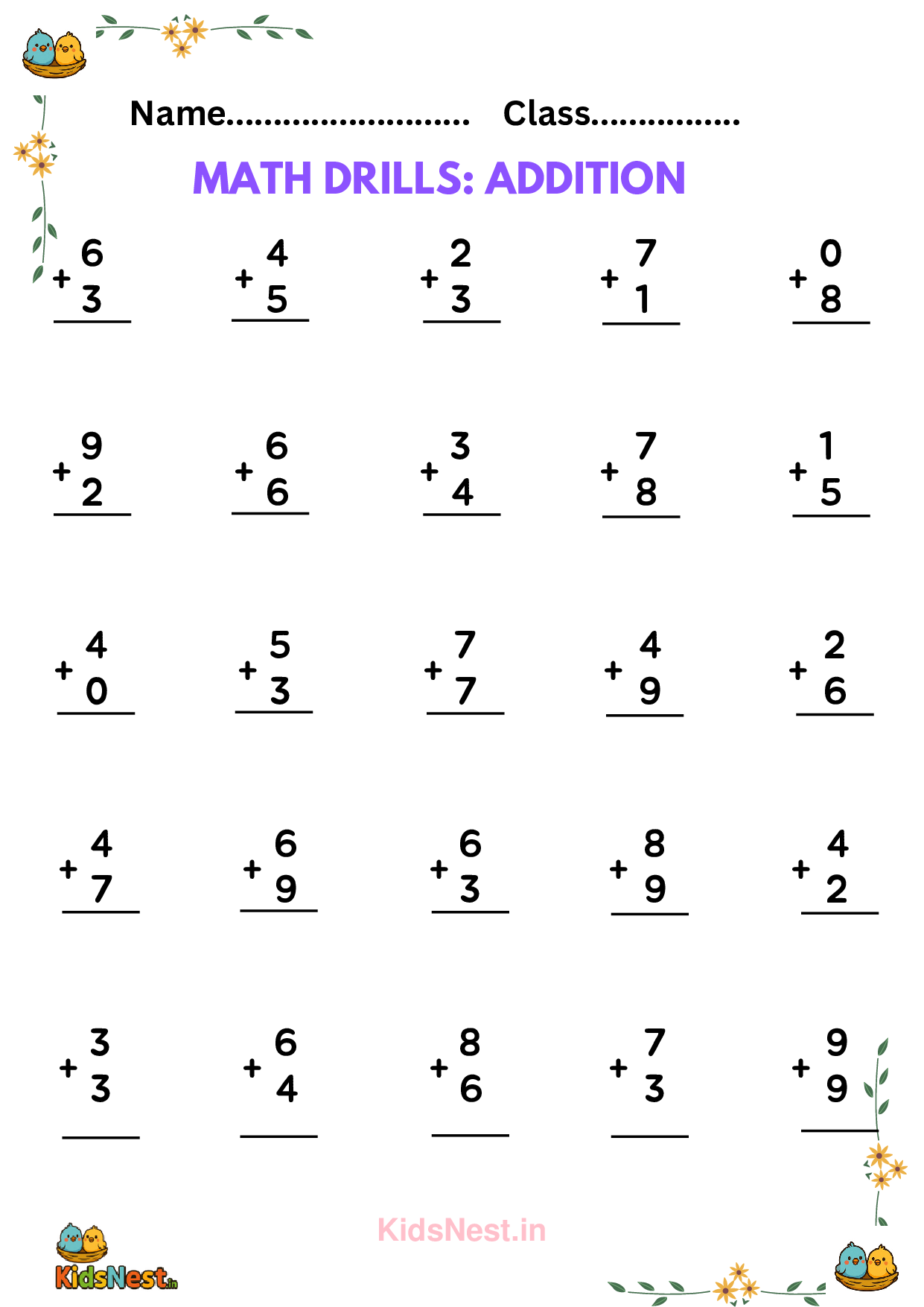 Printable Math Addition Worksheets & Activities for Kids cover