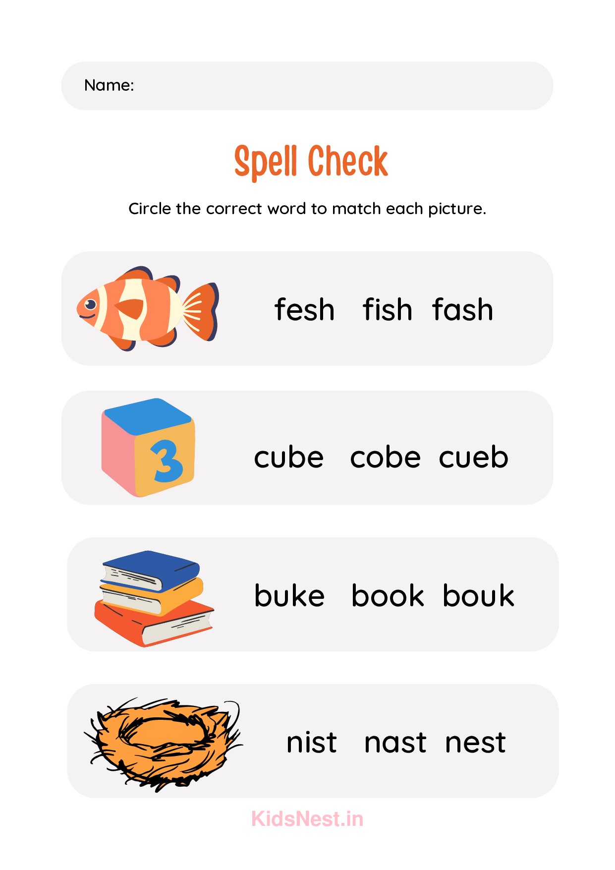 Printable Spell Check Worksheets | Kids Spelling Activities