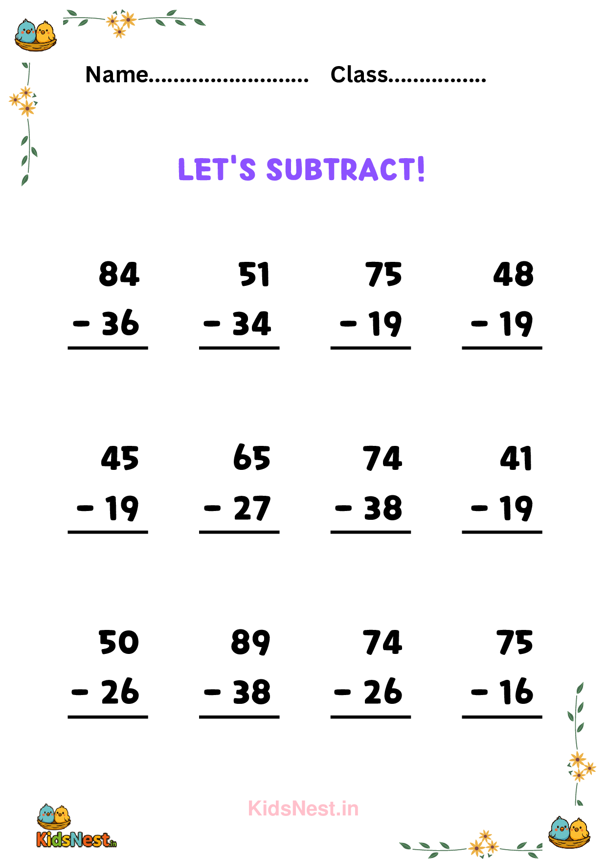 Kids Subtraction Worksheets & Fun Learning Activities cover