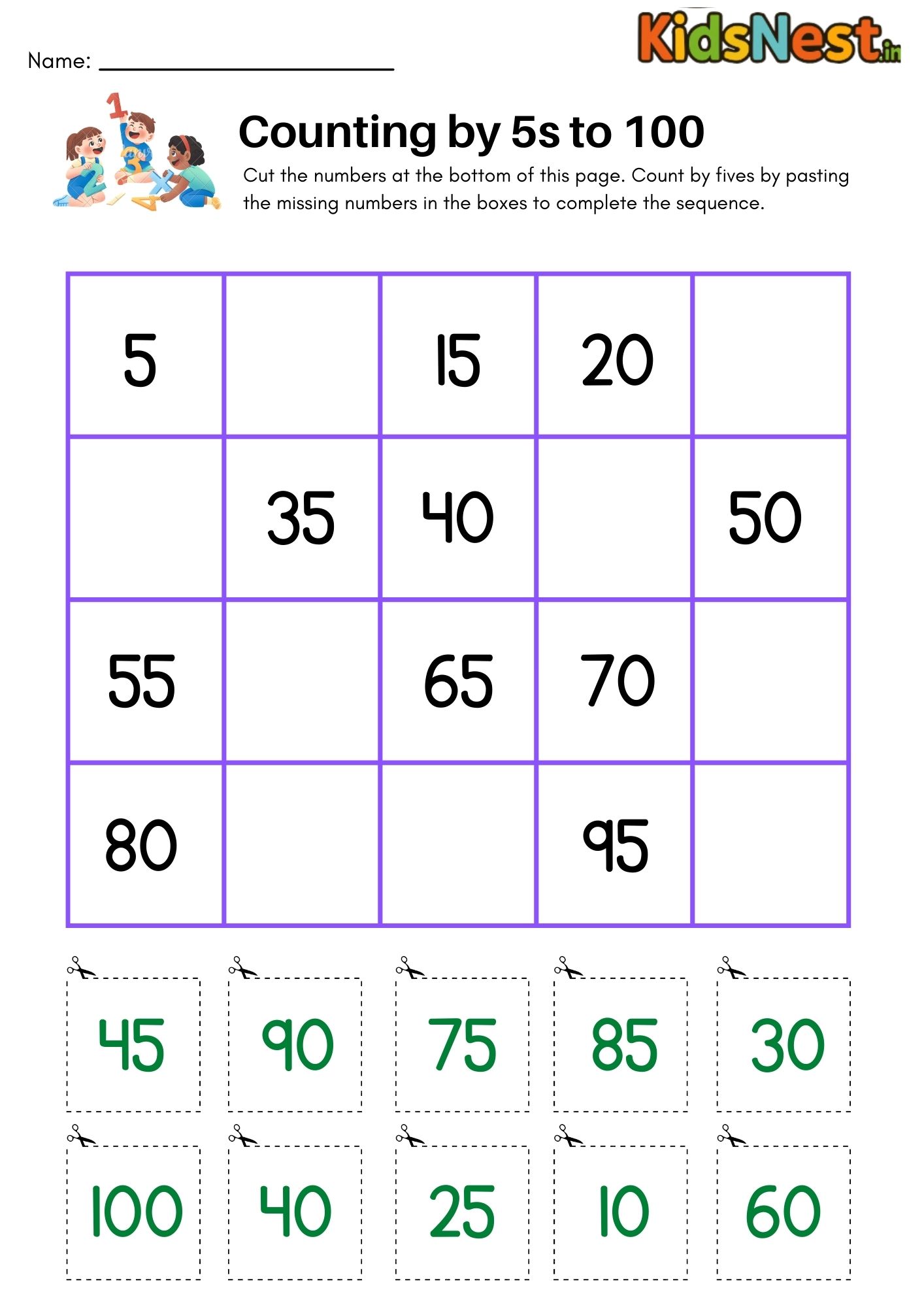 Counting by Fives Worksheets for Kids | Printable Math