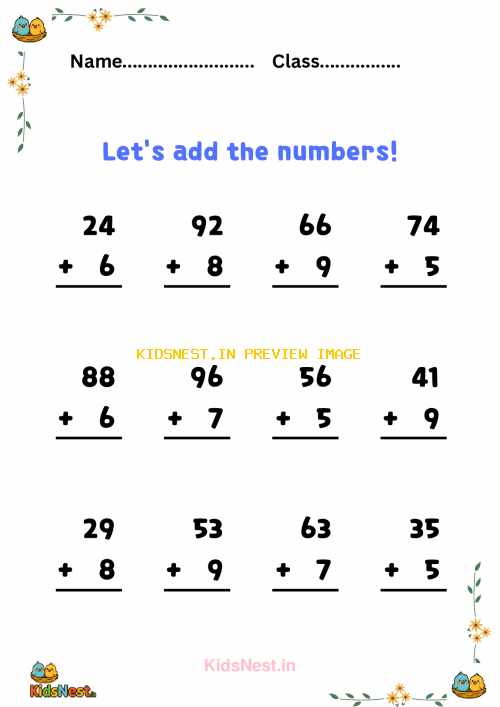 Printable Addition Worksheets for Kids - Free Practice