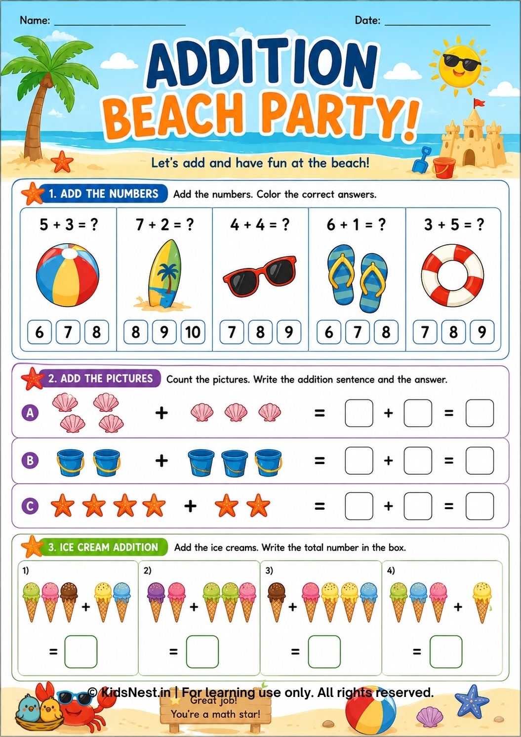 Free Addition Worksheets for Grade 1 | Printable Math Practice
