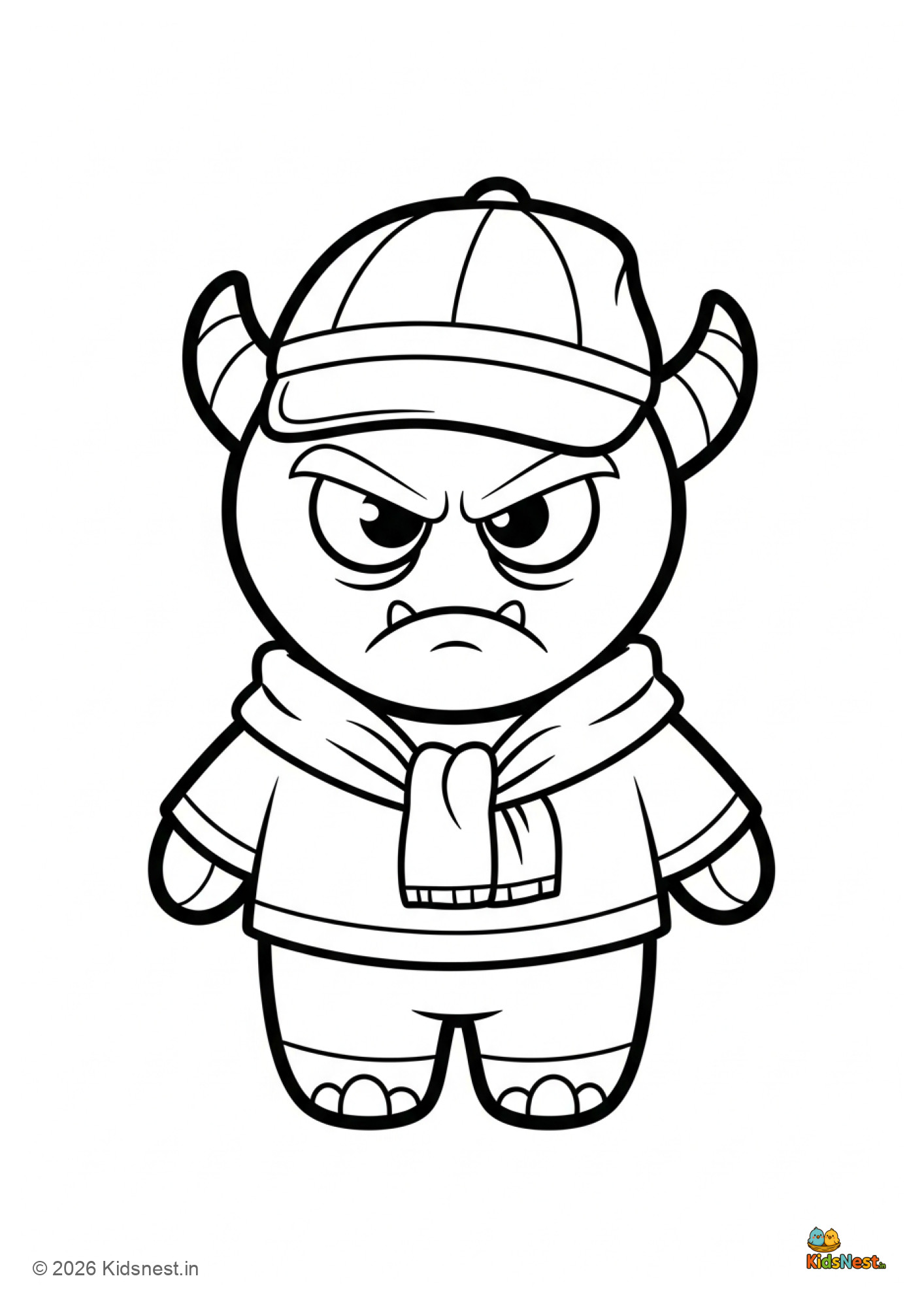 Angry Labubu Colouring Page for Kids | Printable Activity