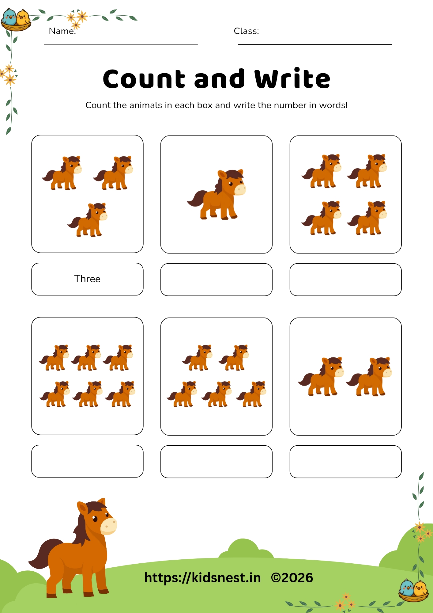 Animal Counting & Number Writing Worksheets for Kids