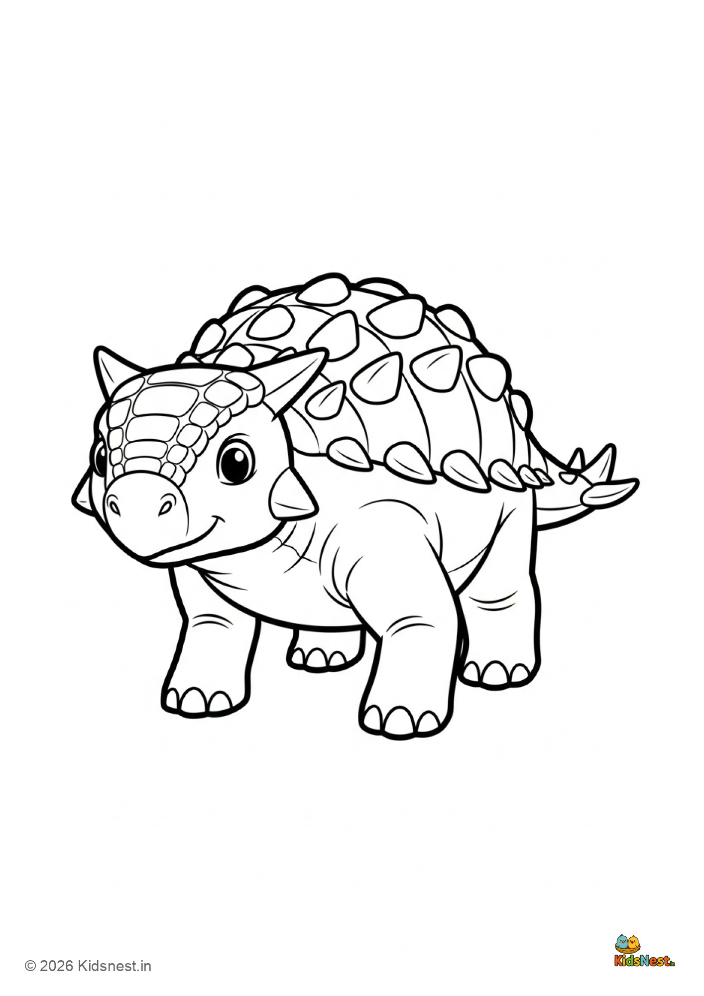 Ankylosaurus Coloring Page for Kids | Free Printable PDF