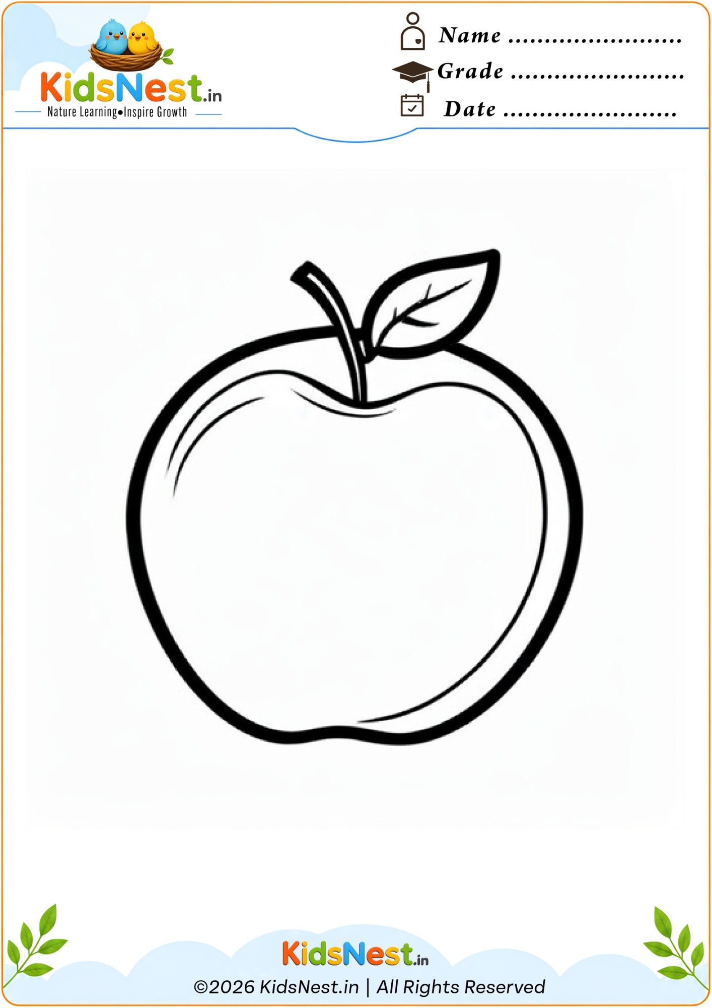 Free Printable Apple Coloring Page for Kids | Educational Fun