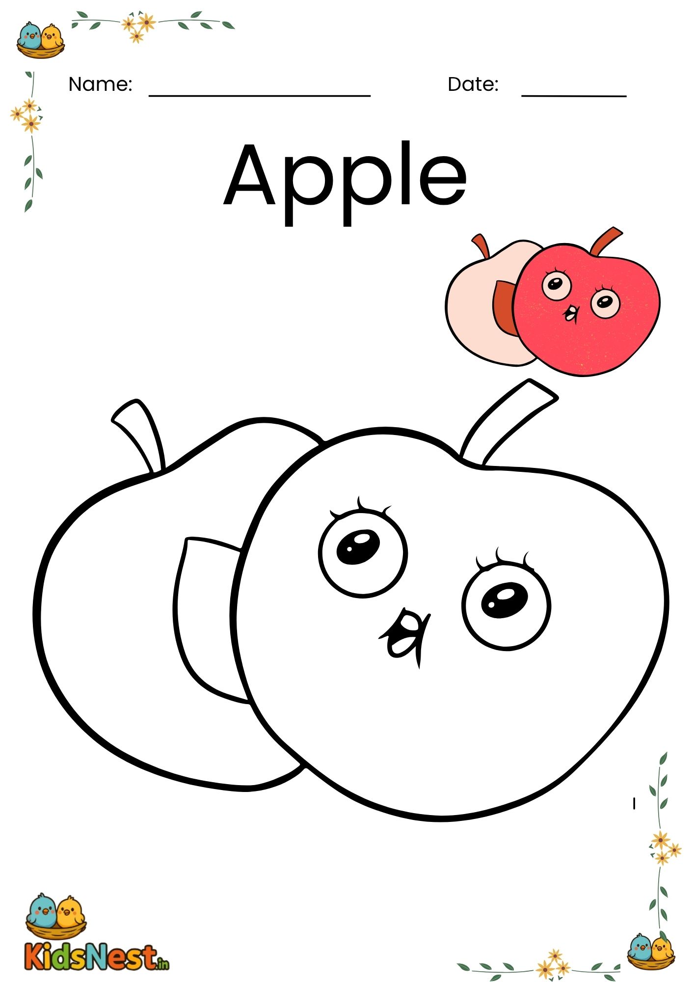 Free Printable Apple Colouring Page for Kids