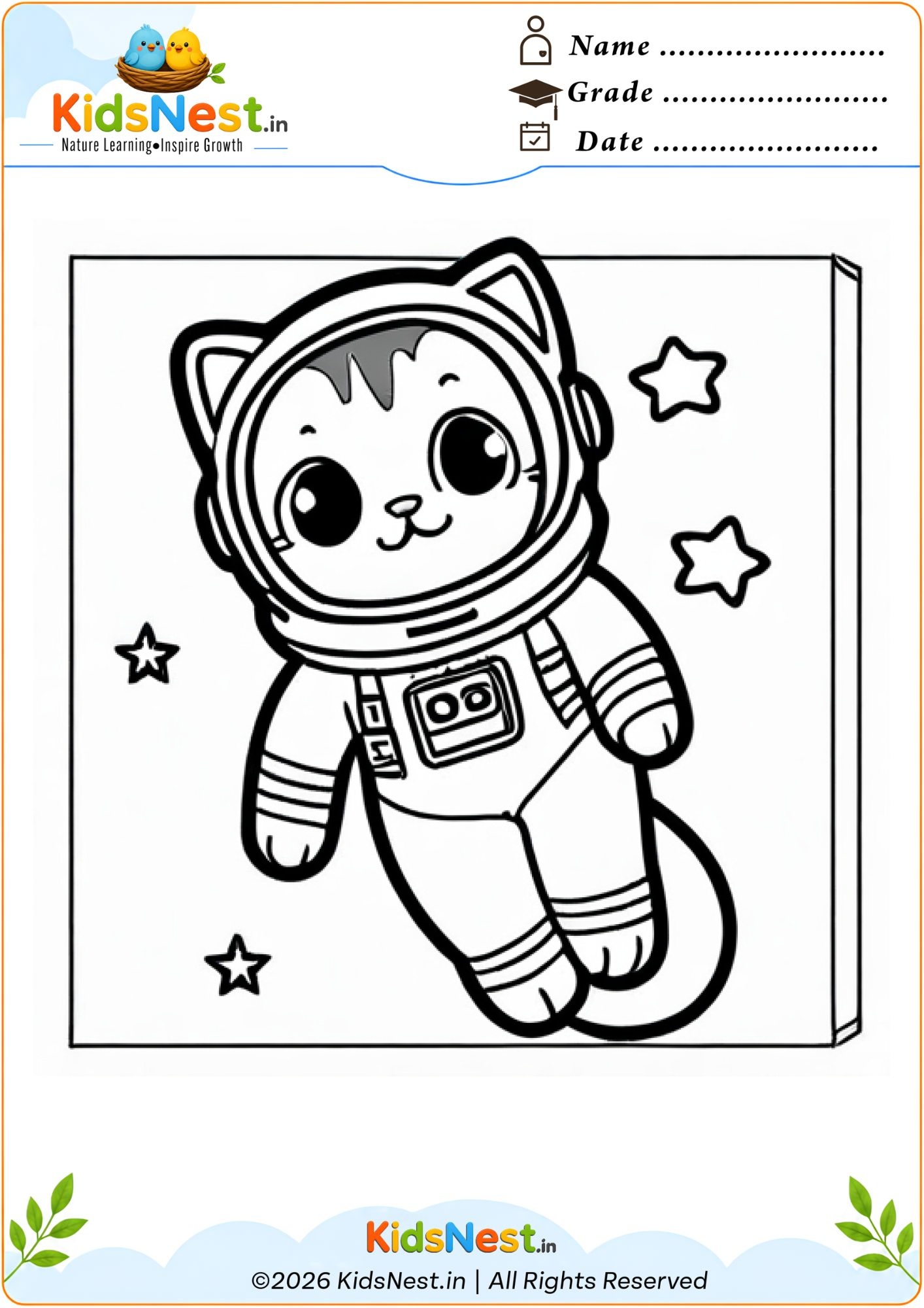 Astronaut Cat Coloring Page for Kids | Free Printable PDF