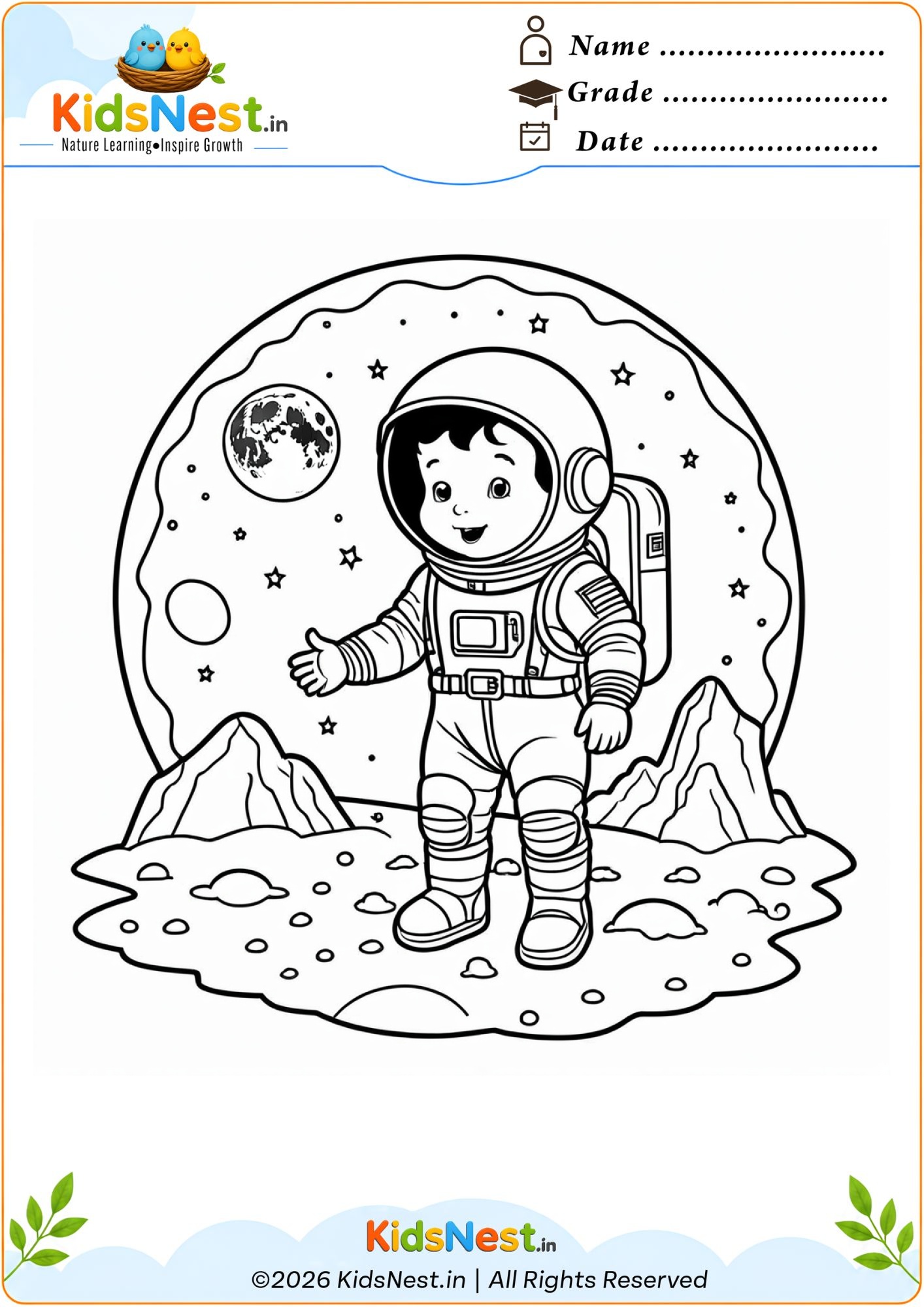 Astronaut Coloring Page for Kids | Printable Space Activity